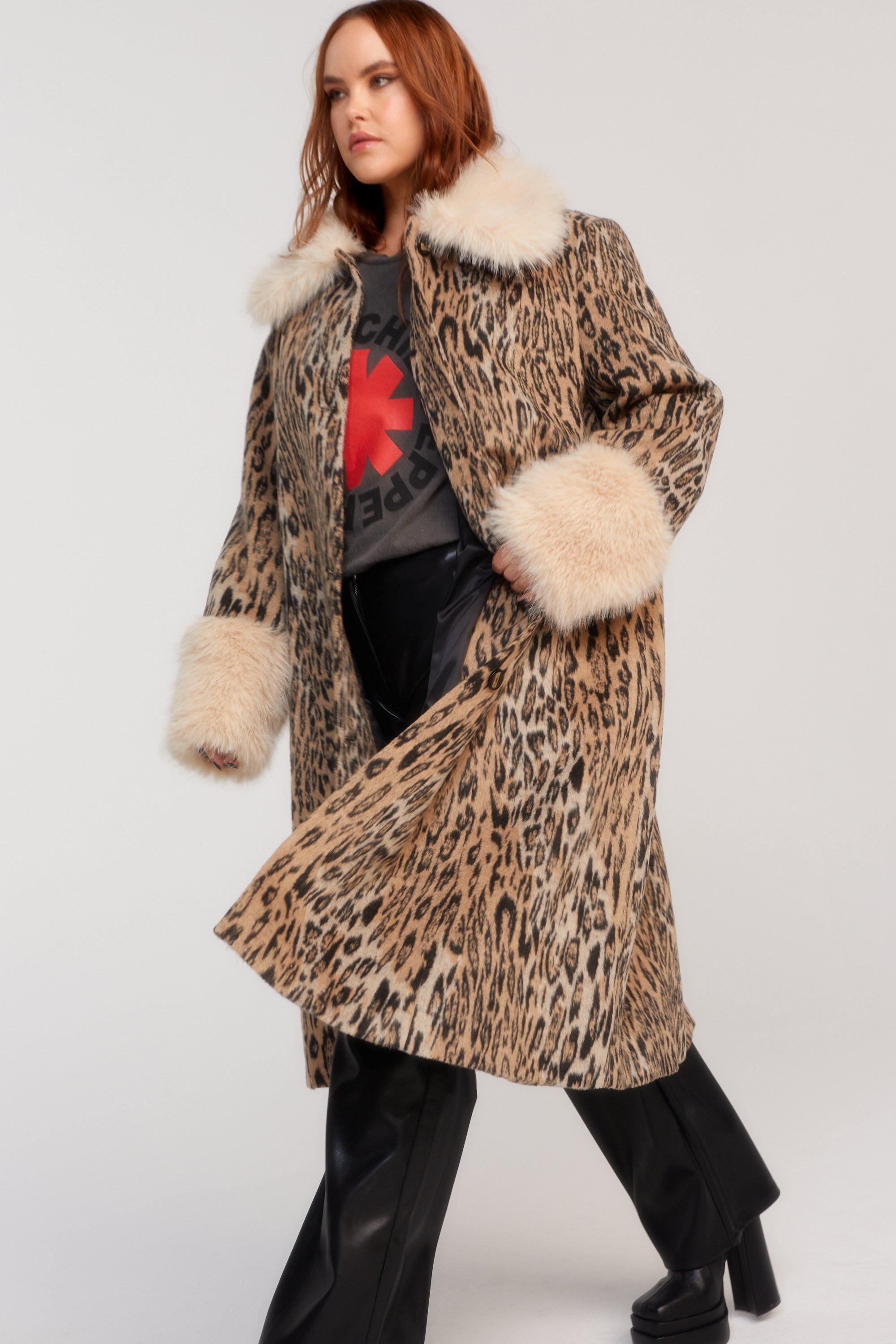 Plus Size Premium Wool Blend Animal Swing Coat