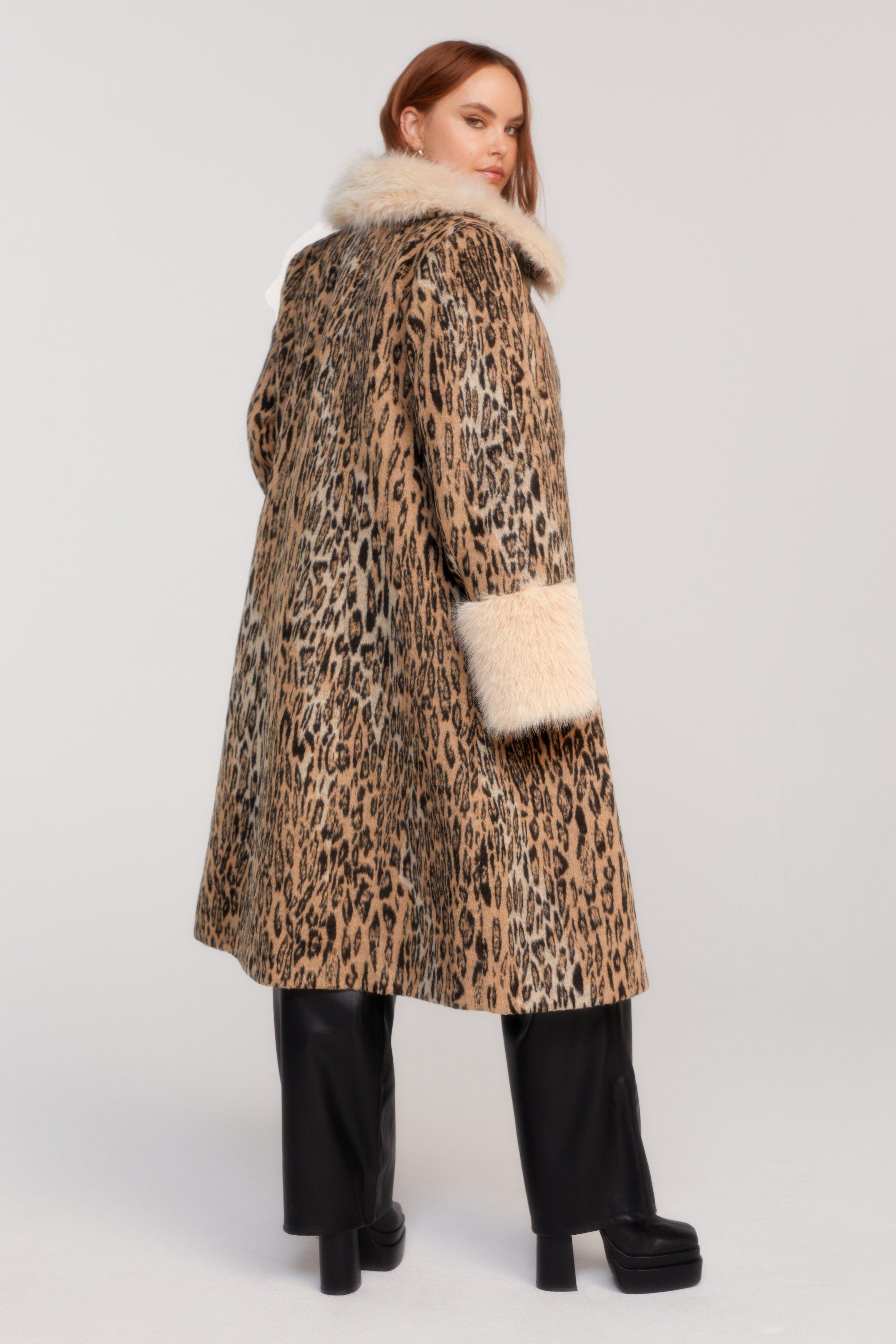 Faux fur swing coat plus size sale