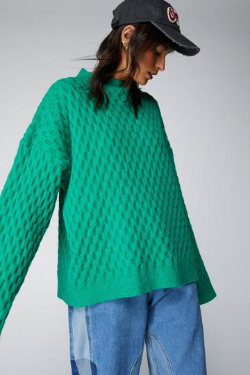 Premium Waffle Knit Relaxed Jumper green