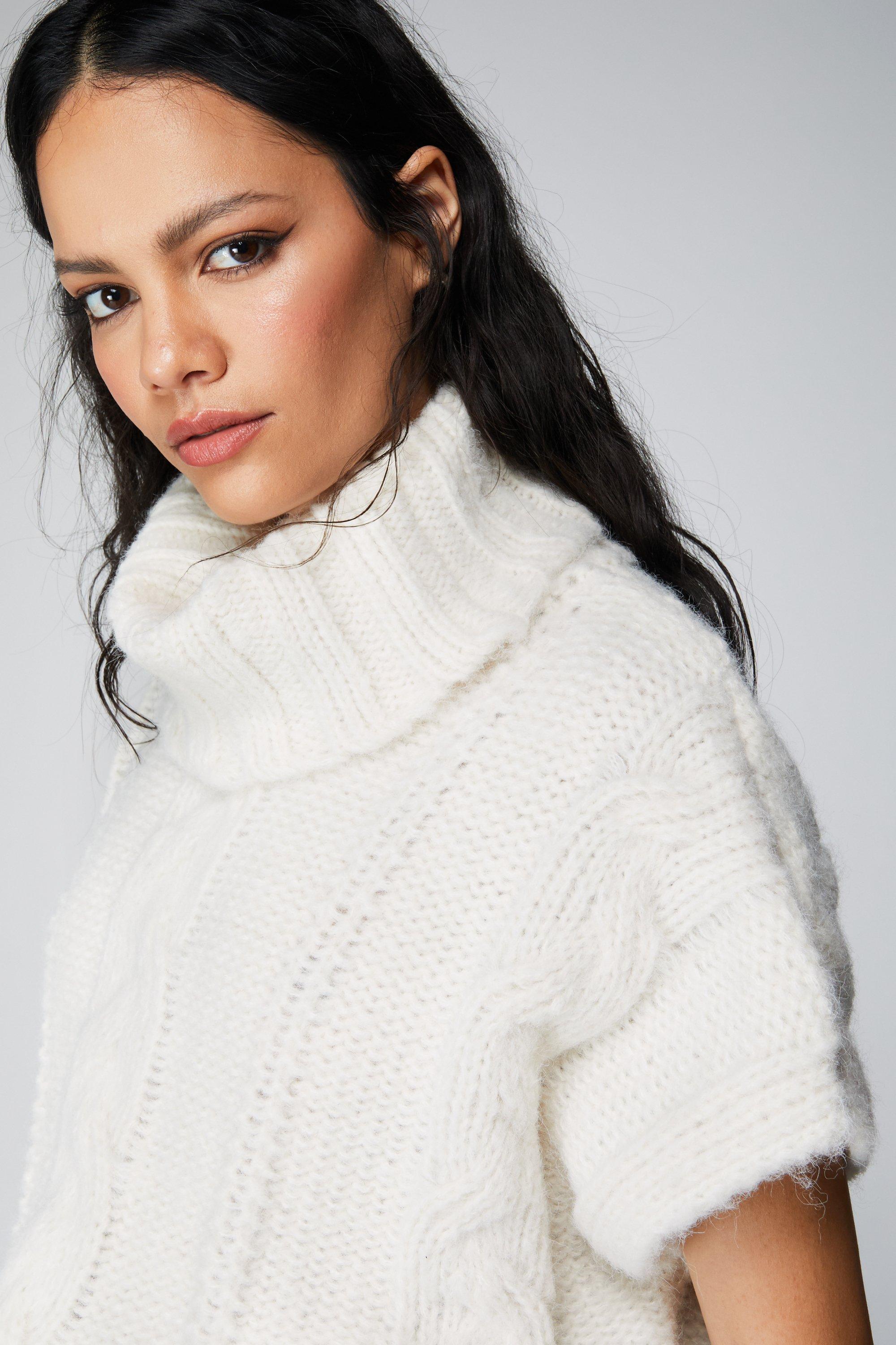 Cable knit funnel neck jumper hotsell