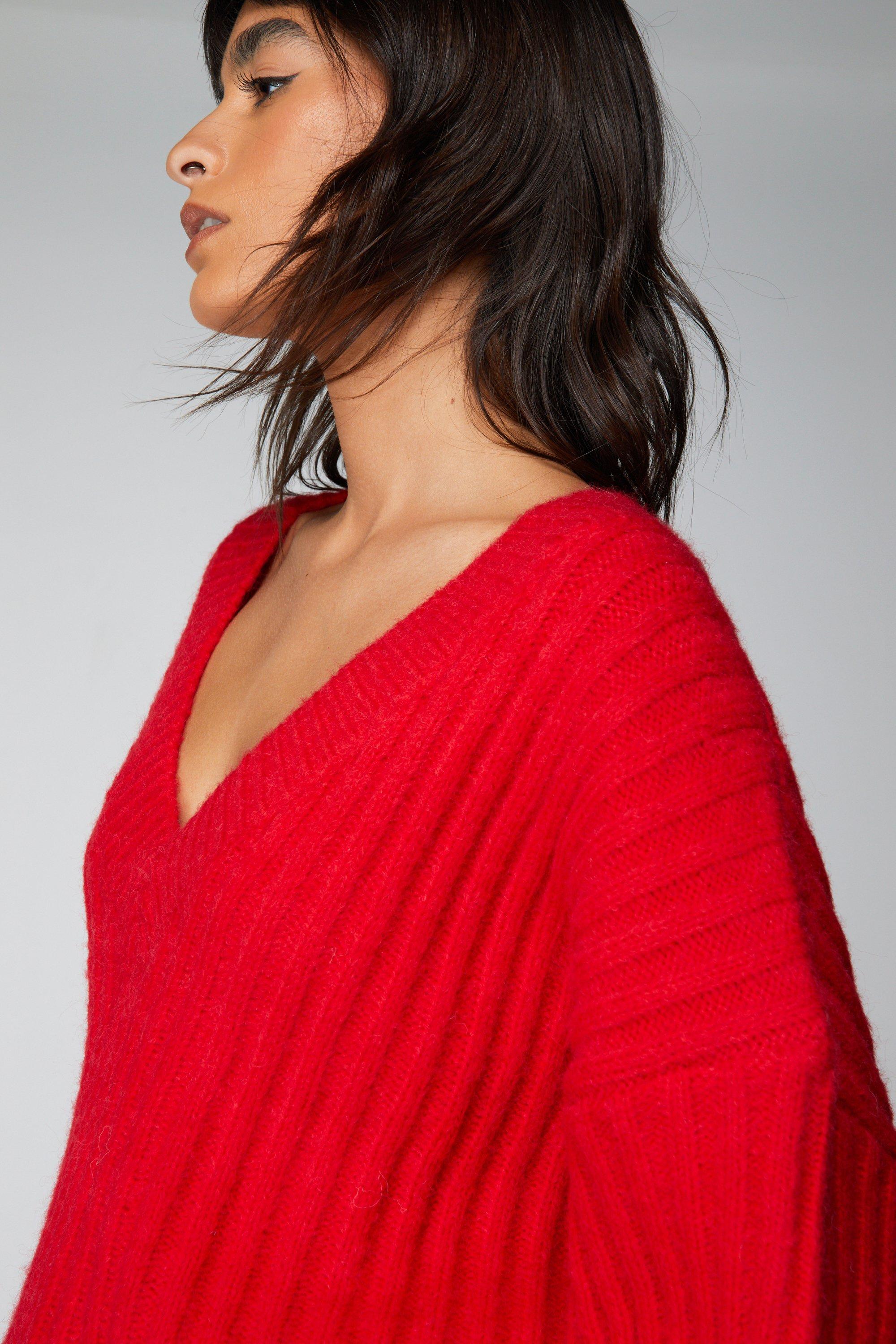 Red slouchy jumper sale