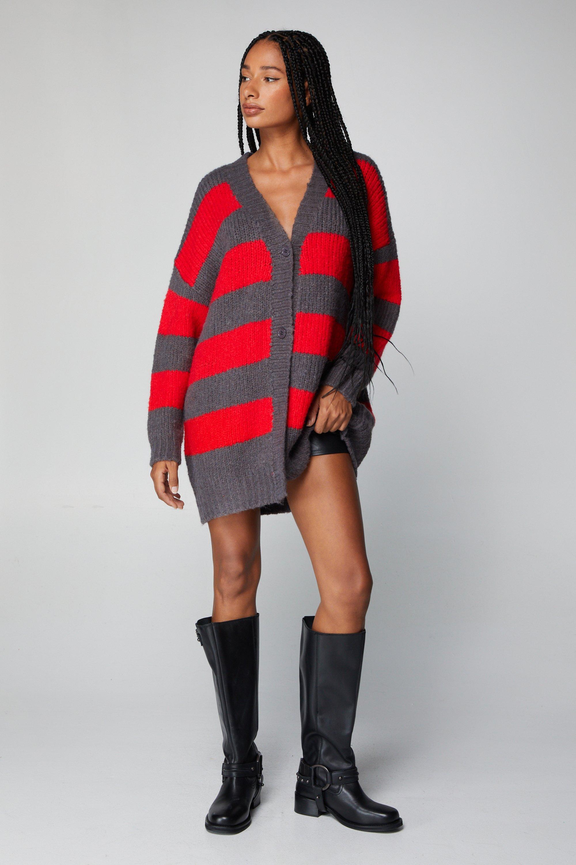 Stripe Oversized Button Up Cardigan Nasty Gal