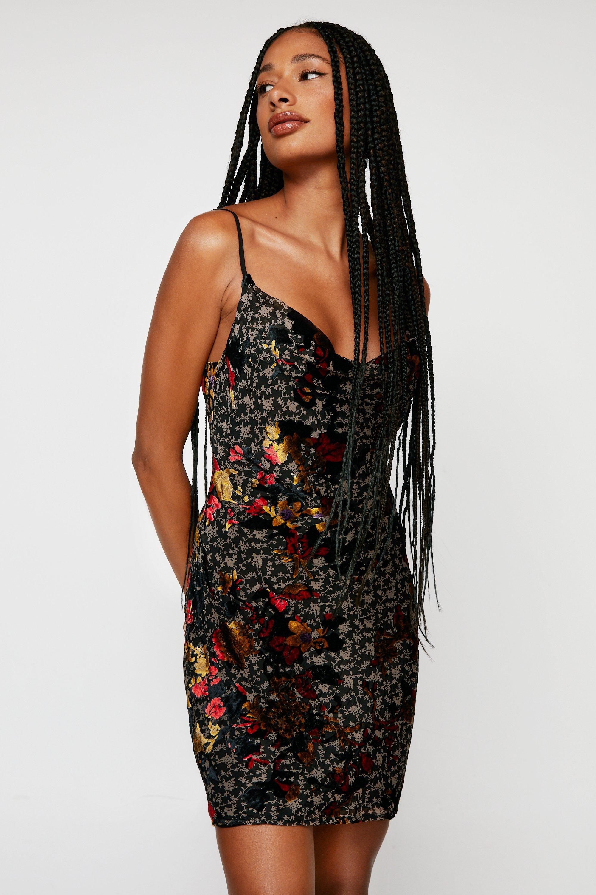 Floral Devore Cowl Neck Slip Dress | Nasty Gal