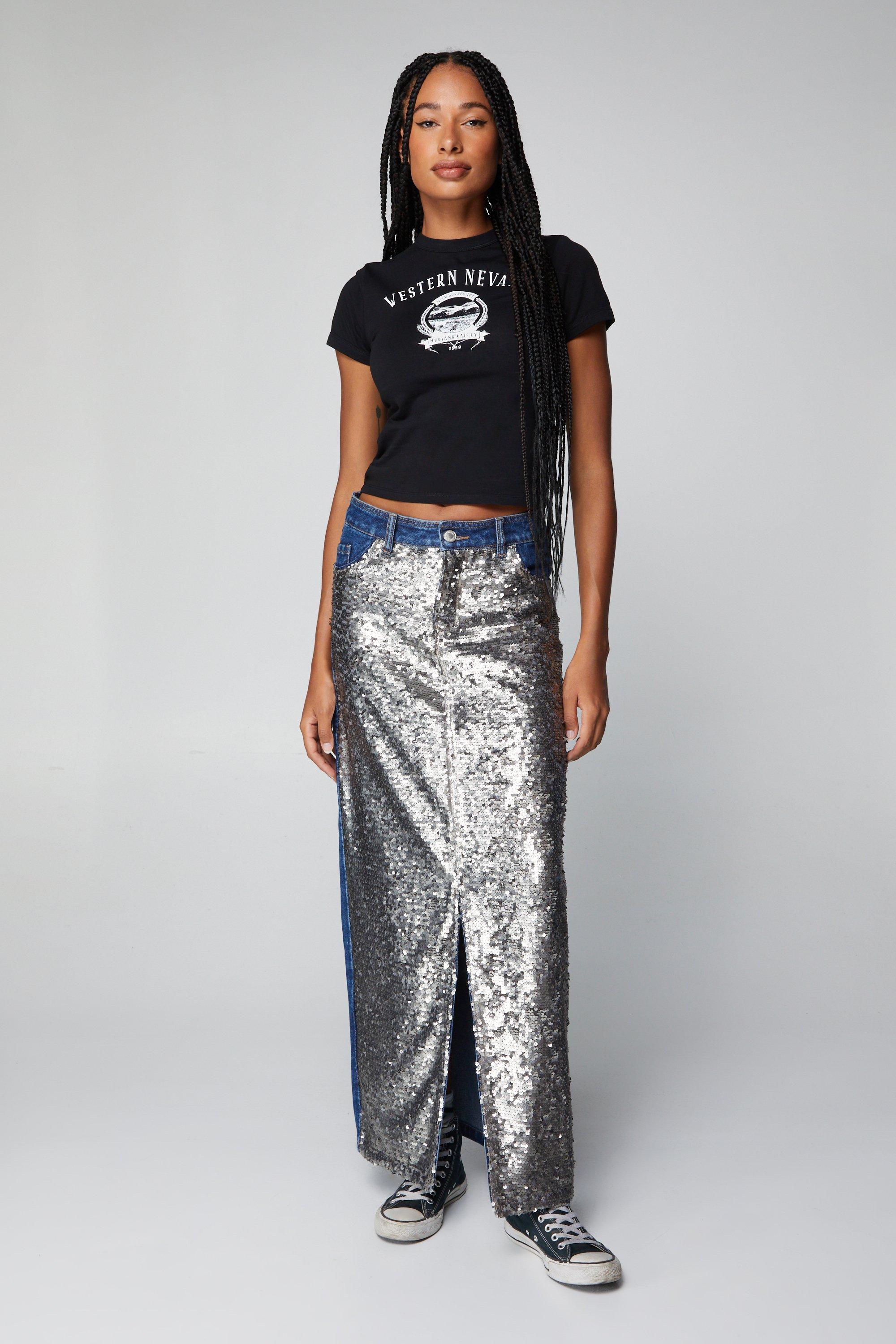 Nasty gal sequin maxi skirt best sale