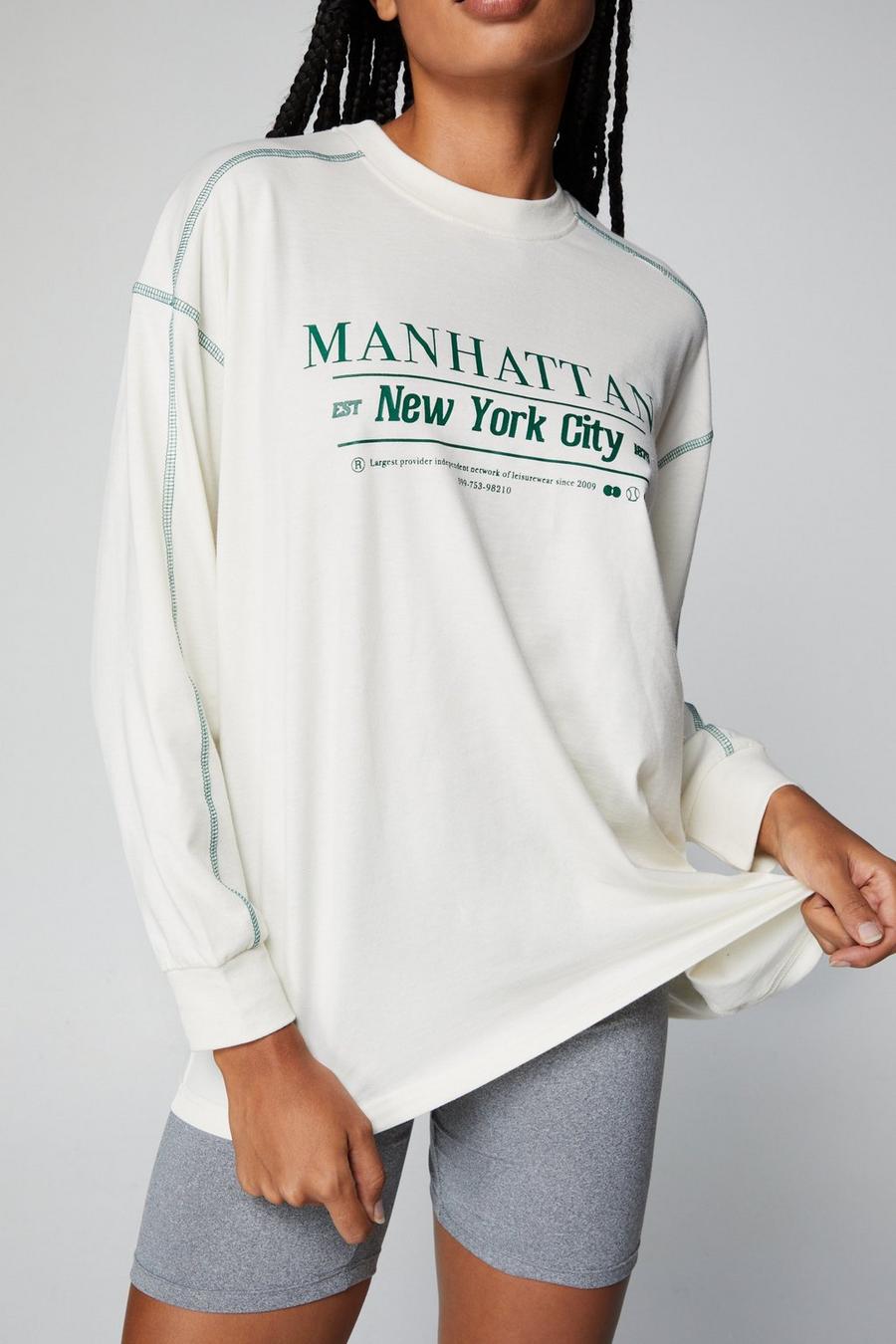 T-shirt à manches longues et slogan Manhattan