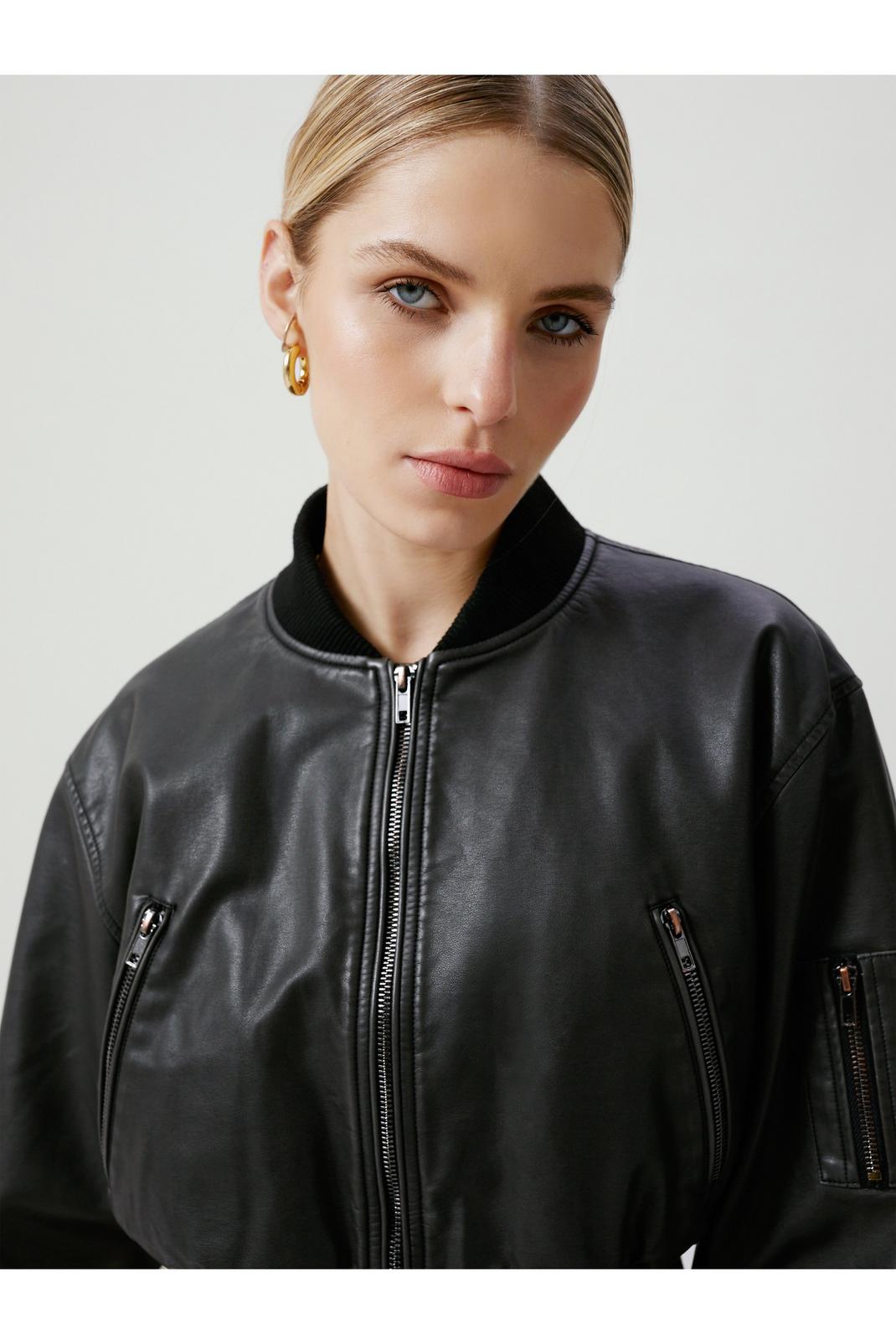 Distressed Faux Leather Cropped Bomber Jacket | Nasty Gal