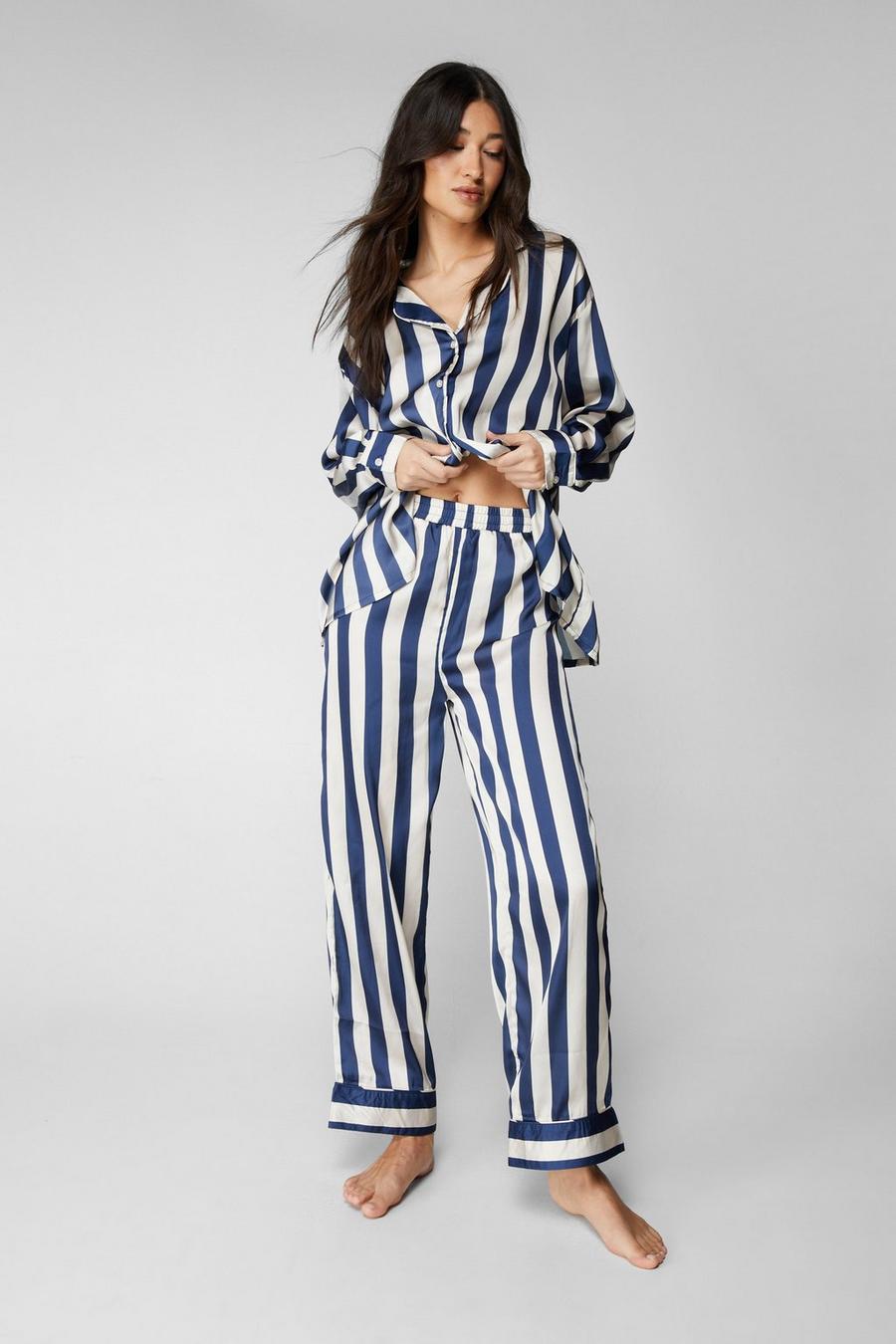 Satin Stripe Pajama Pants Set