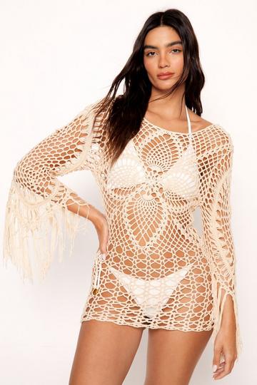 Crochet Tassel Beach Dress stone