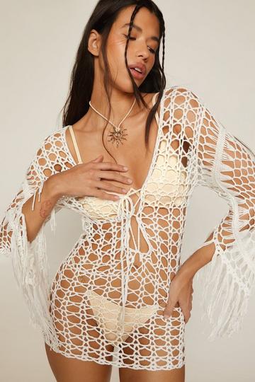 White Crochet Tassel Beach Dress