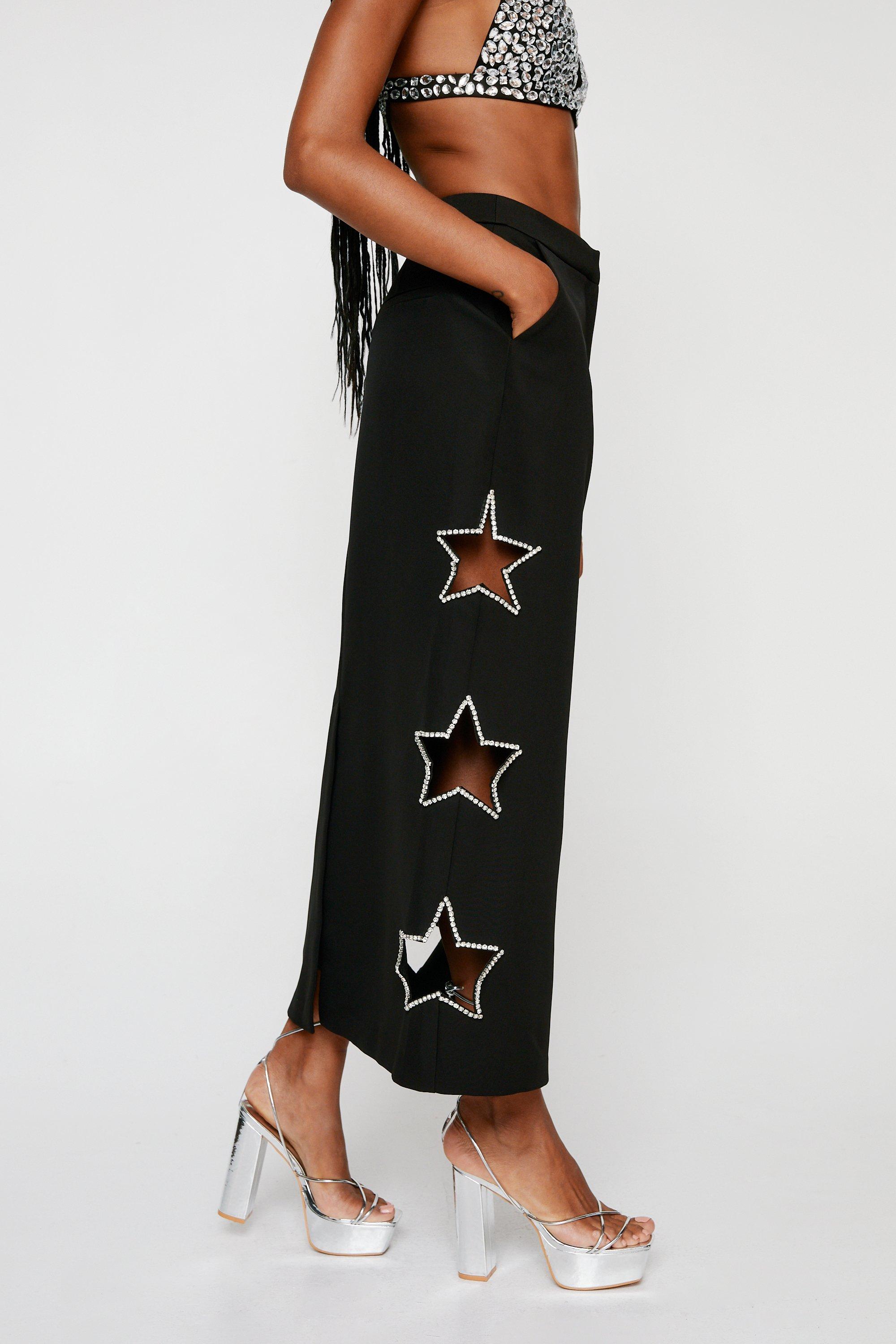 Black embellished outlet maxi skirt