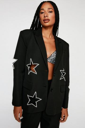 Black Premium Star Hand Embellished Blazer