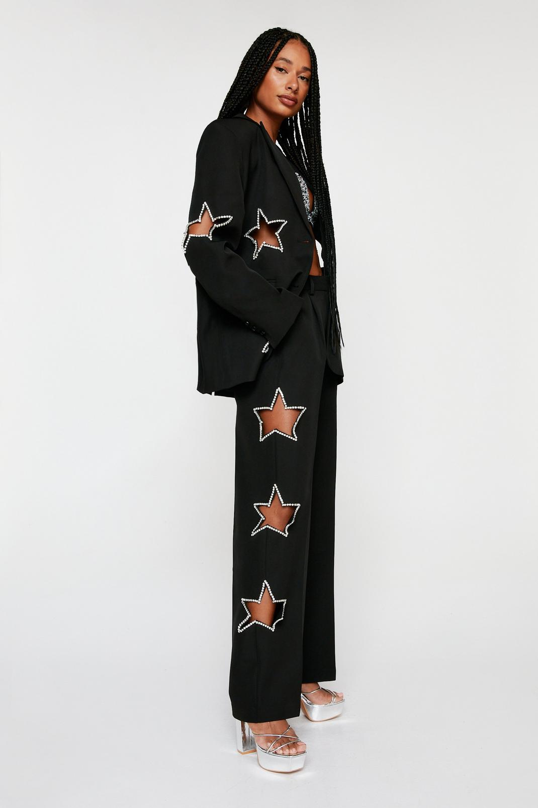 Black Premium Star Embellished Trousers image number 1