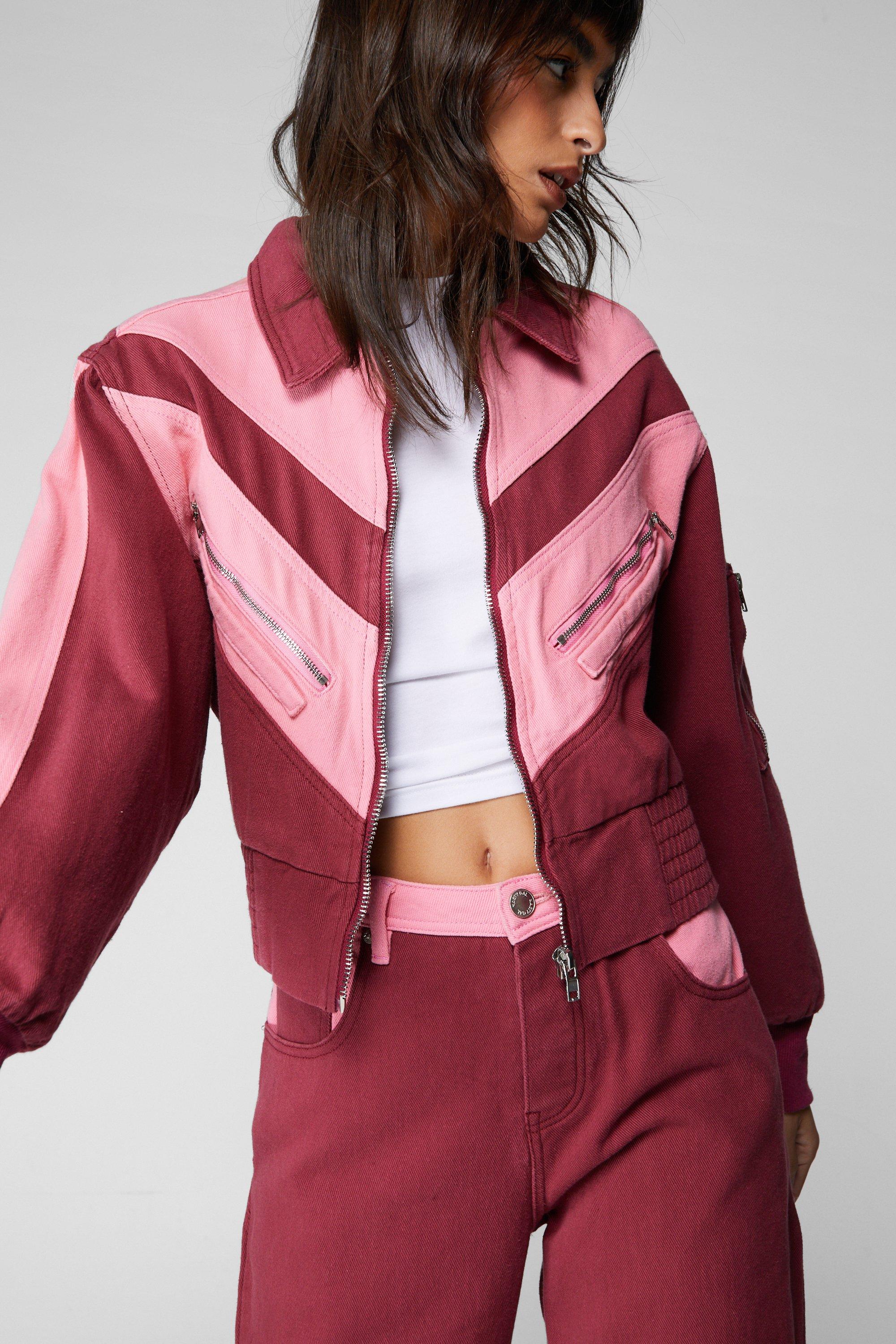 Bershka Faux Fur Cropped Bomber Hoodie Jacket bright Pink