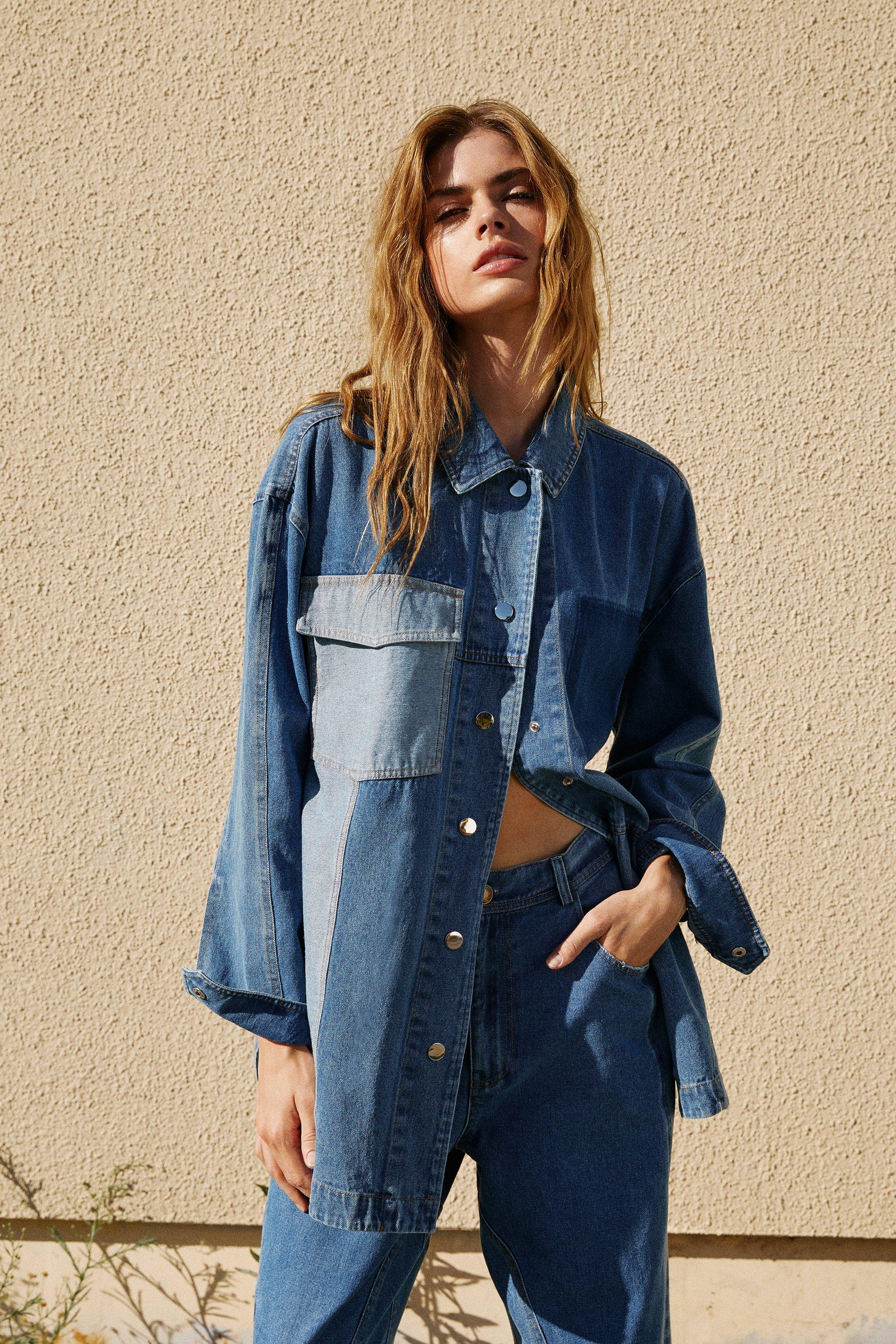 Patchwork Denim Oversized Shirt