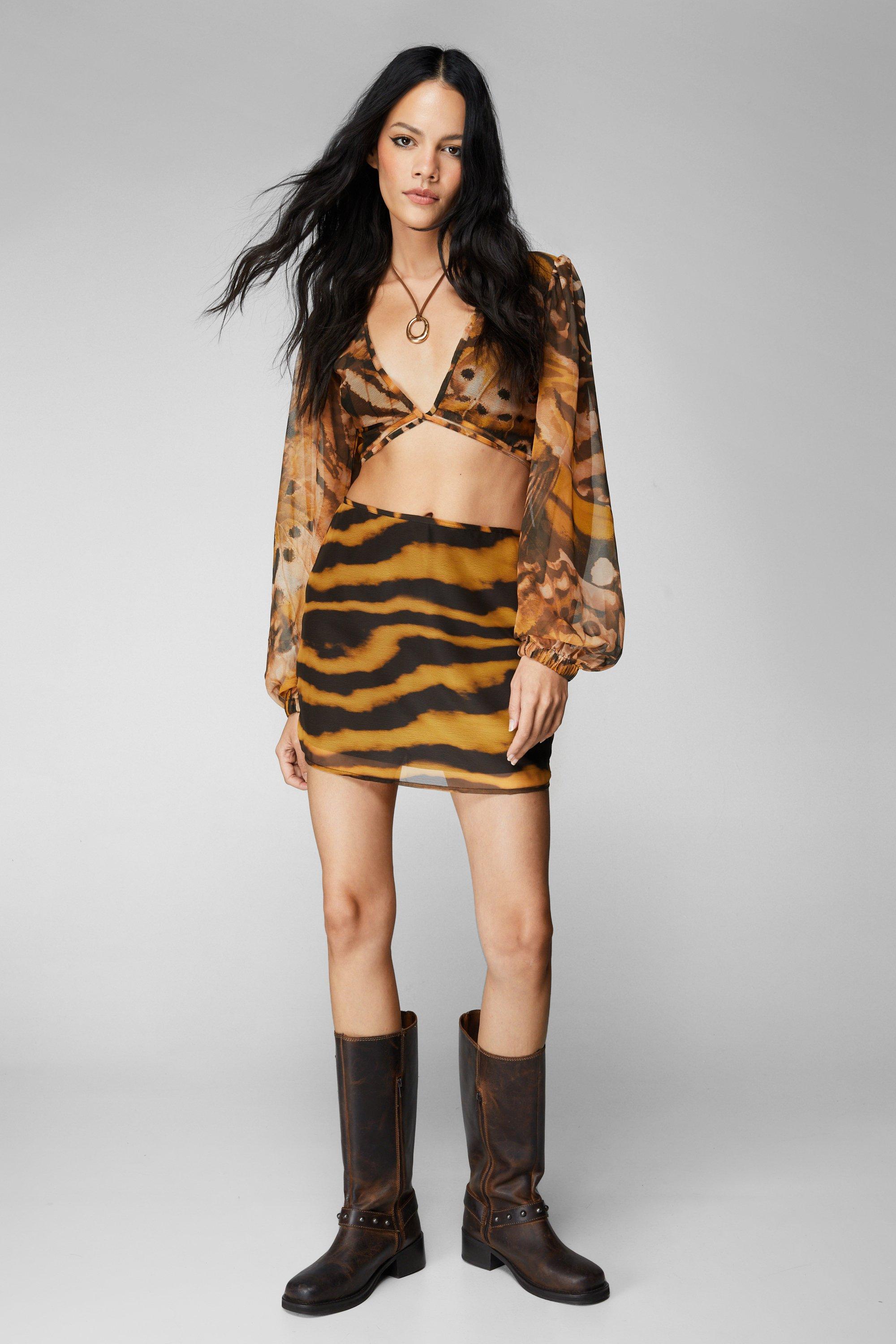 Animal Print Micro Mini Skirt