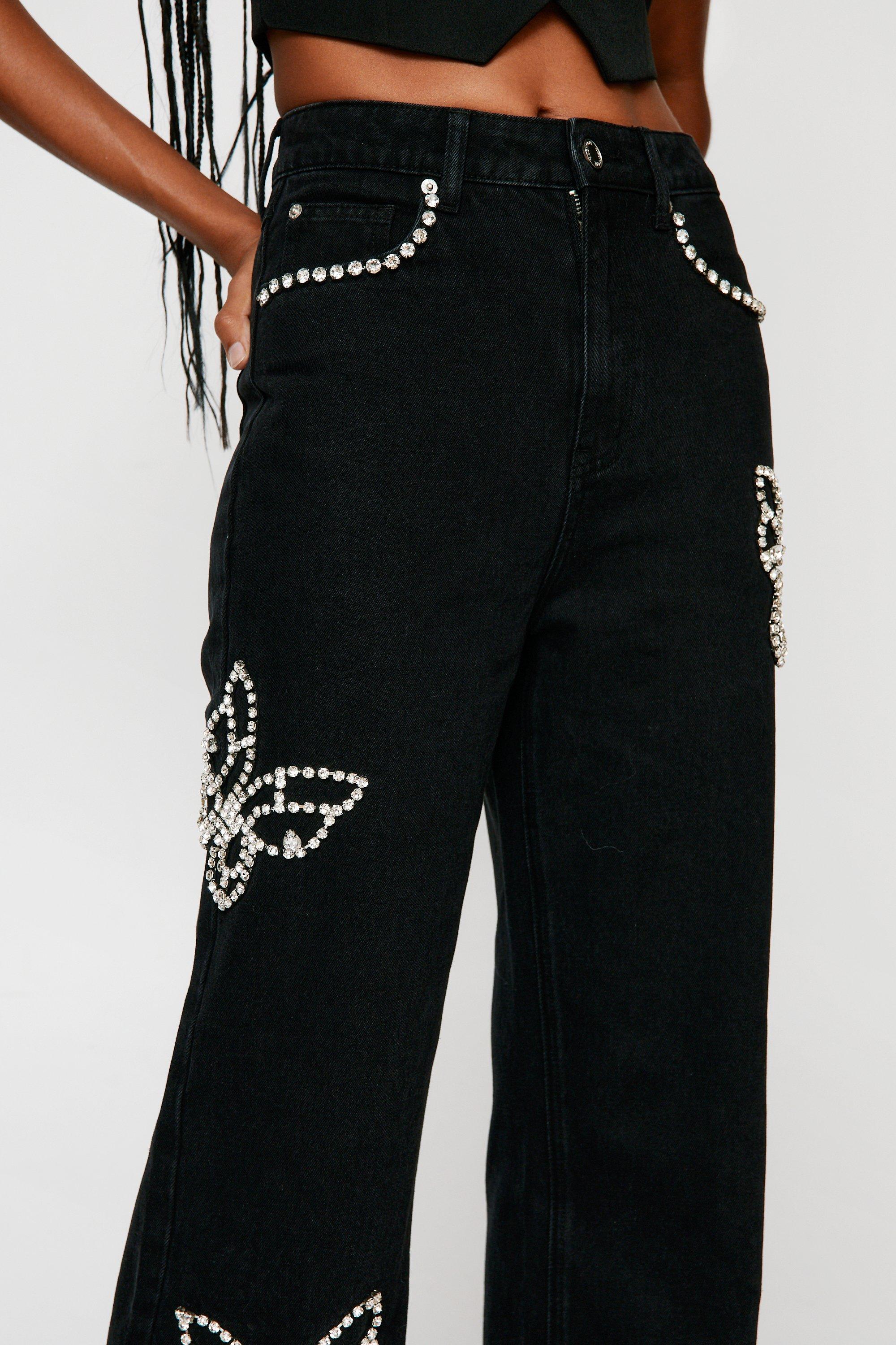 Black embellished jeans hotsell