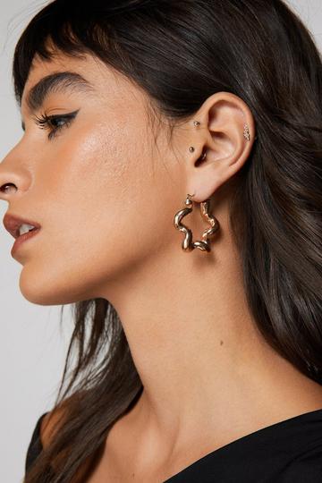Gold Metallic Star Hoop Earrings