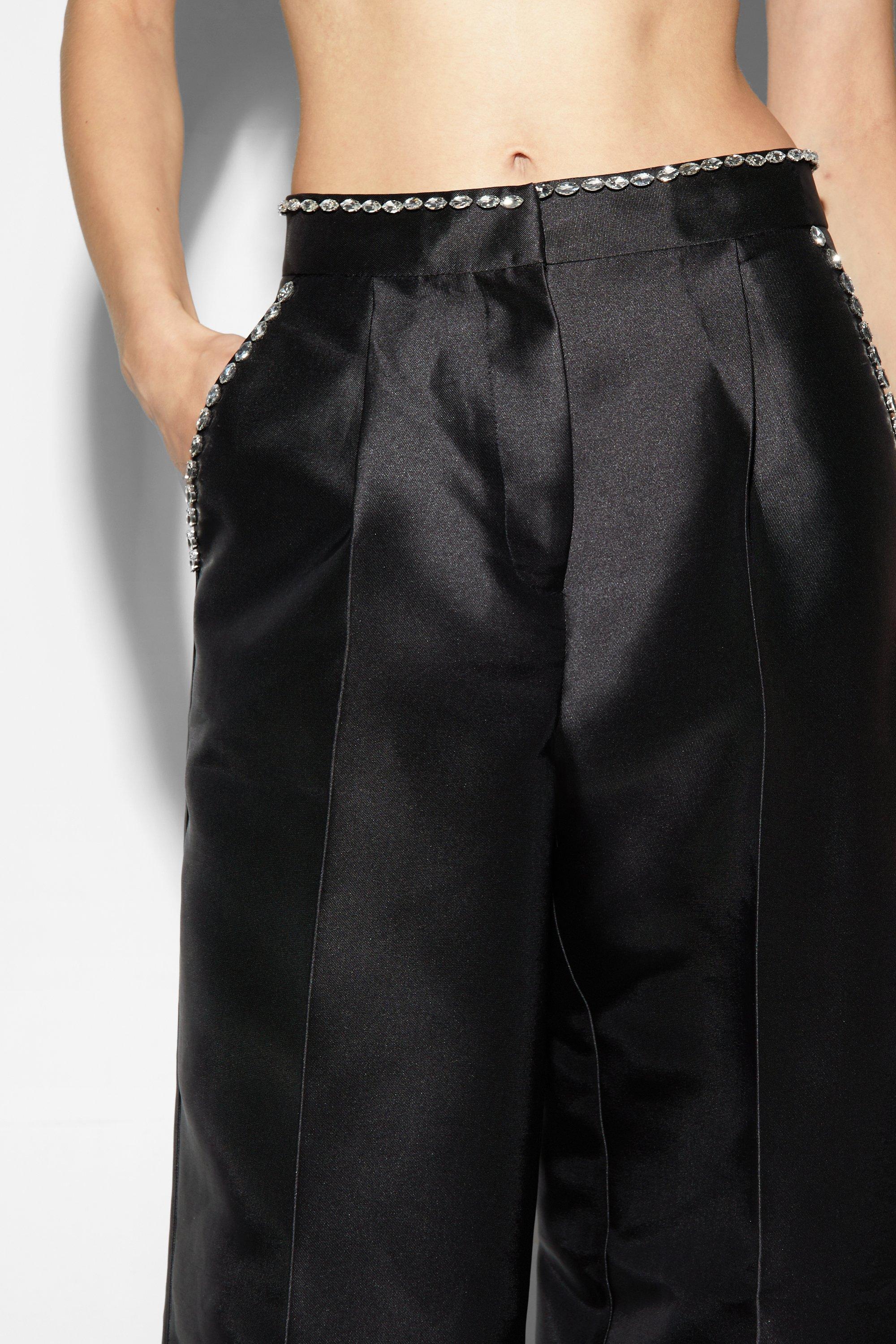 Satin Twill Wide Leg Trousers