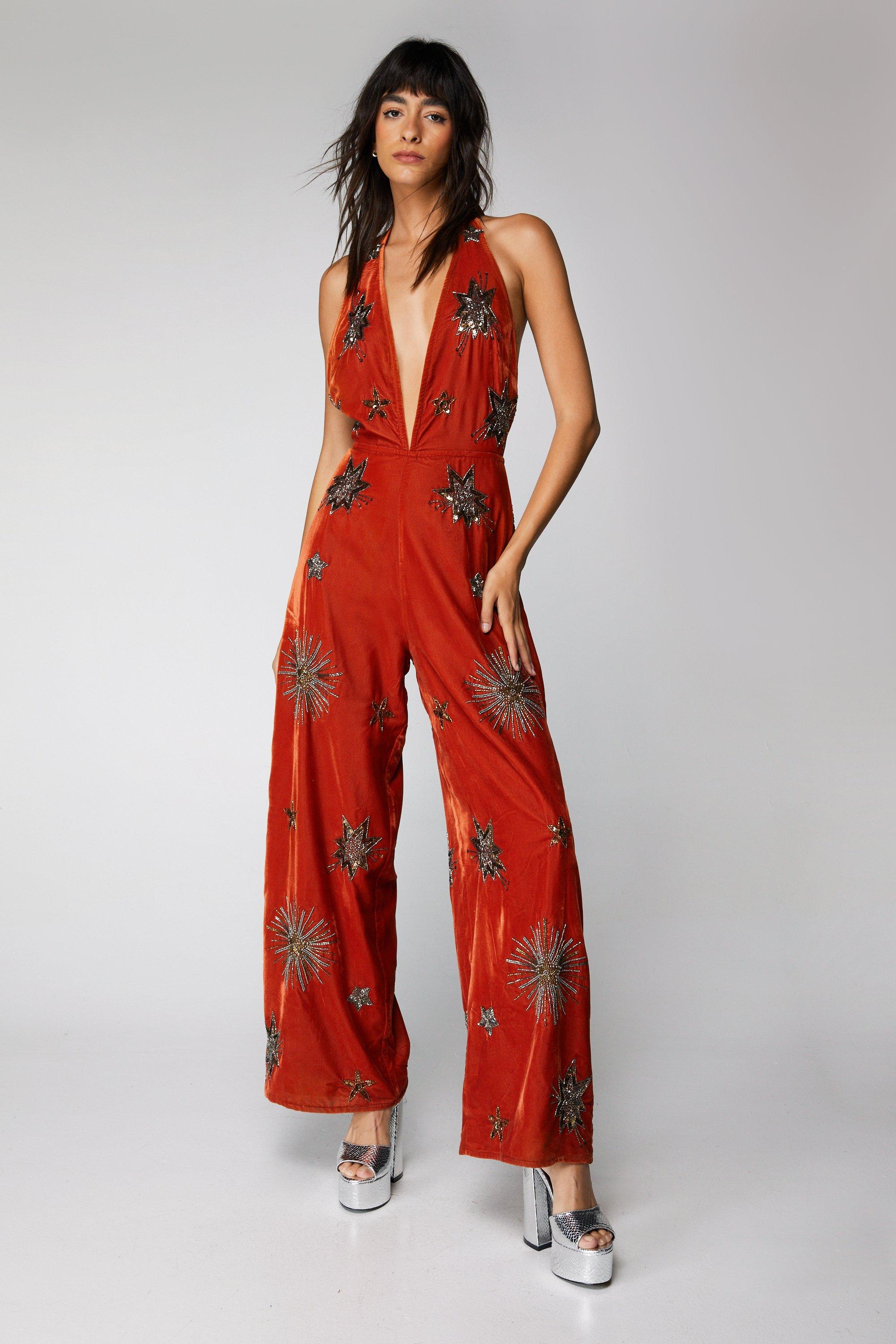 Floral best sale velvet jumpsuit