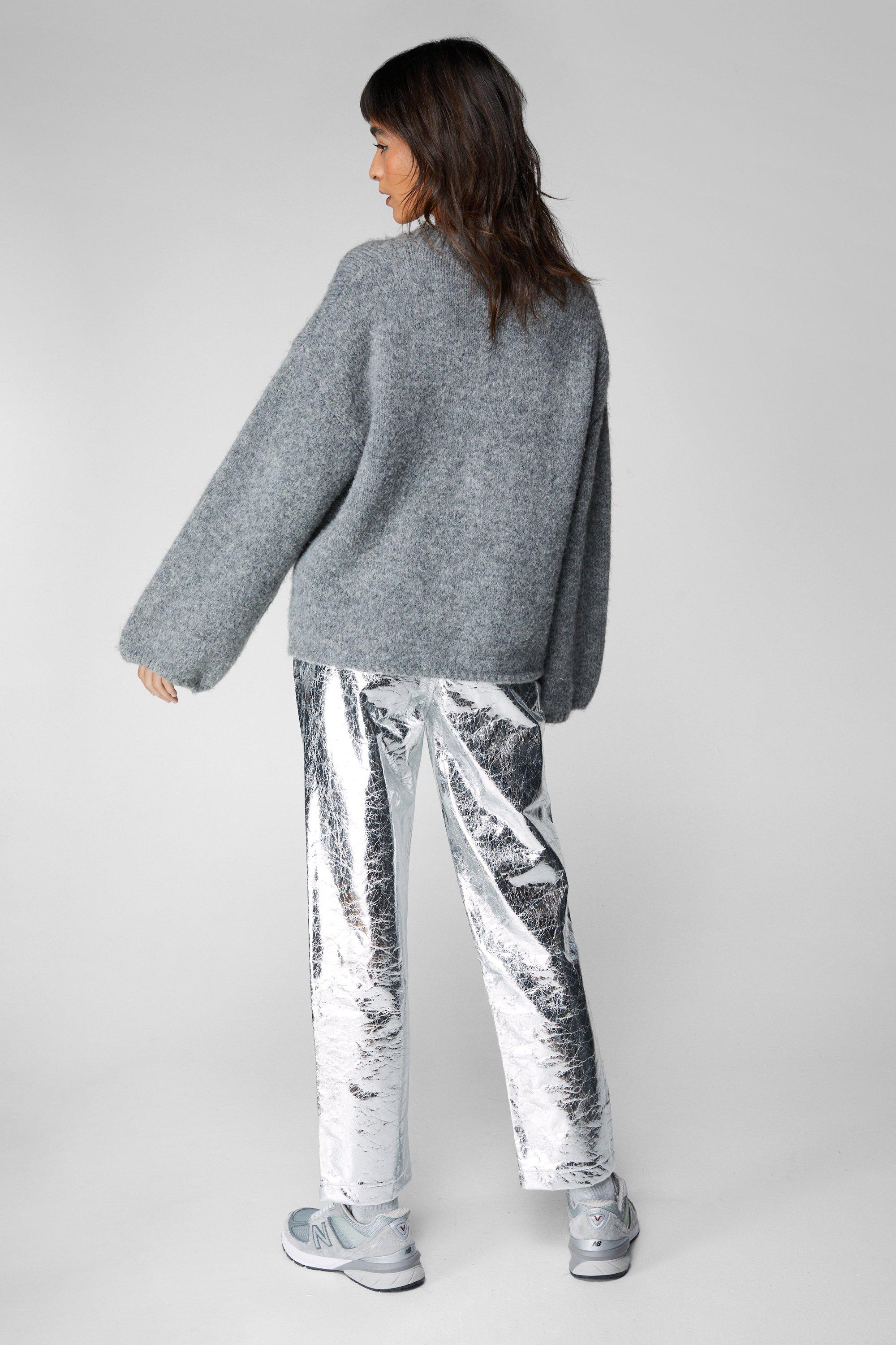 Grey best sale leather trousers