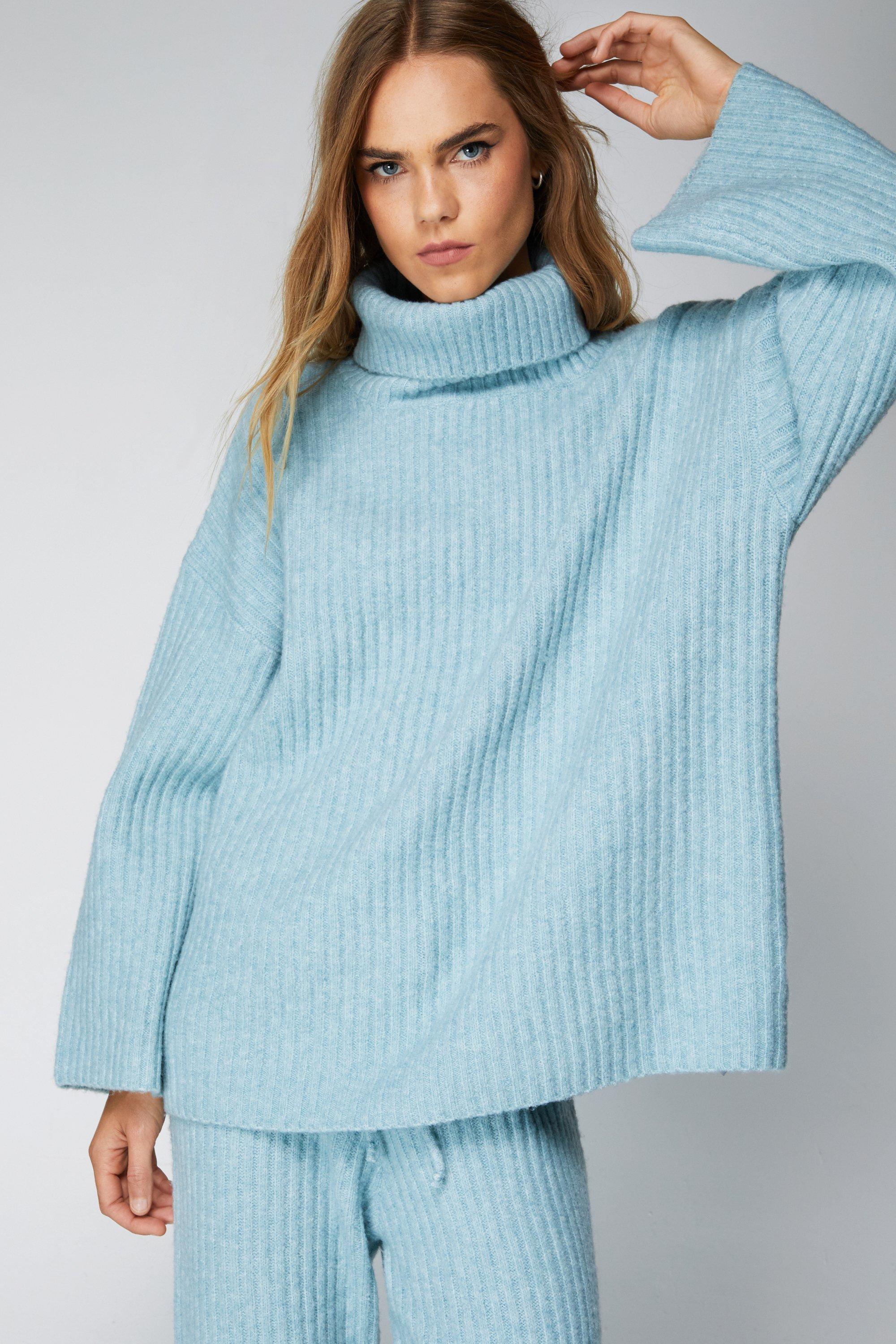 Oversized Ribbed Roll Neck Sweater