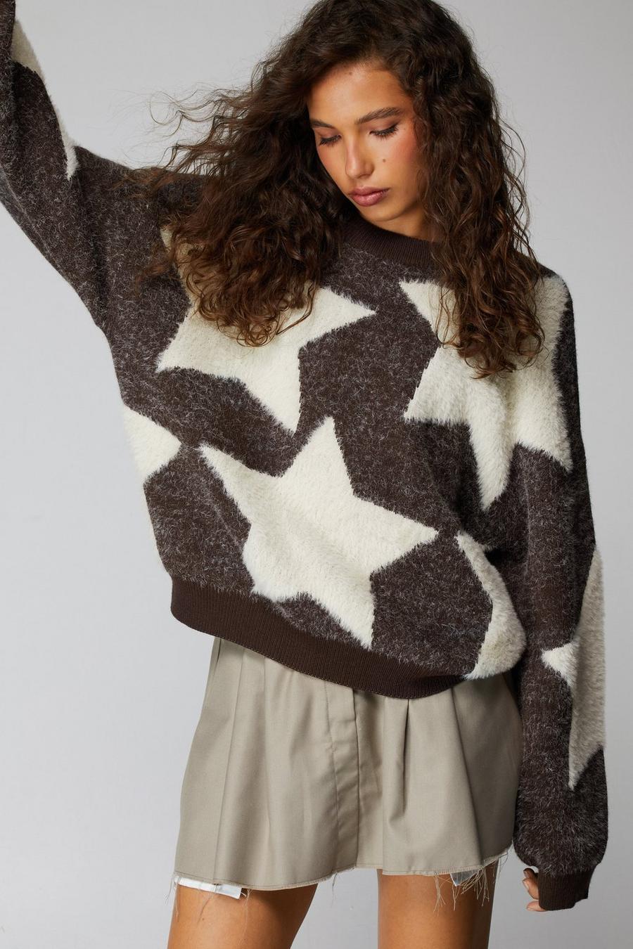 Brushed Star Cropped Sweater