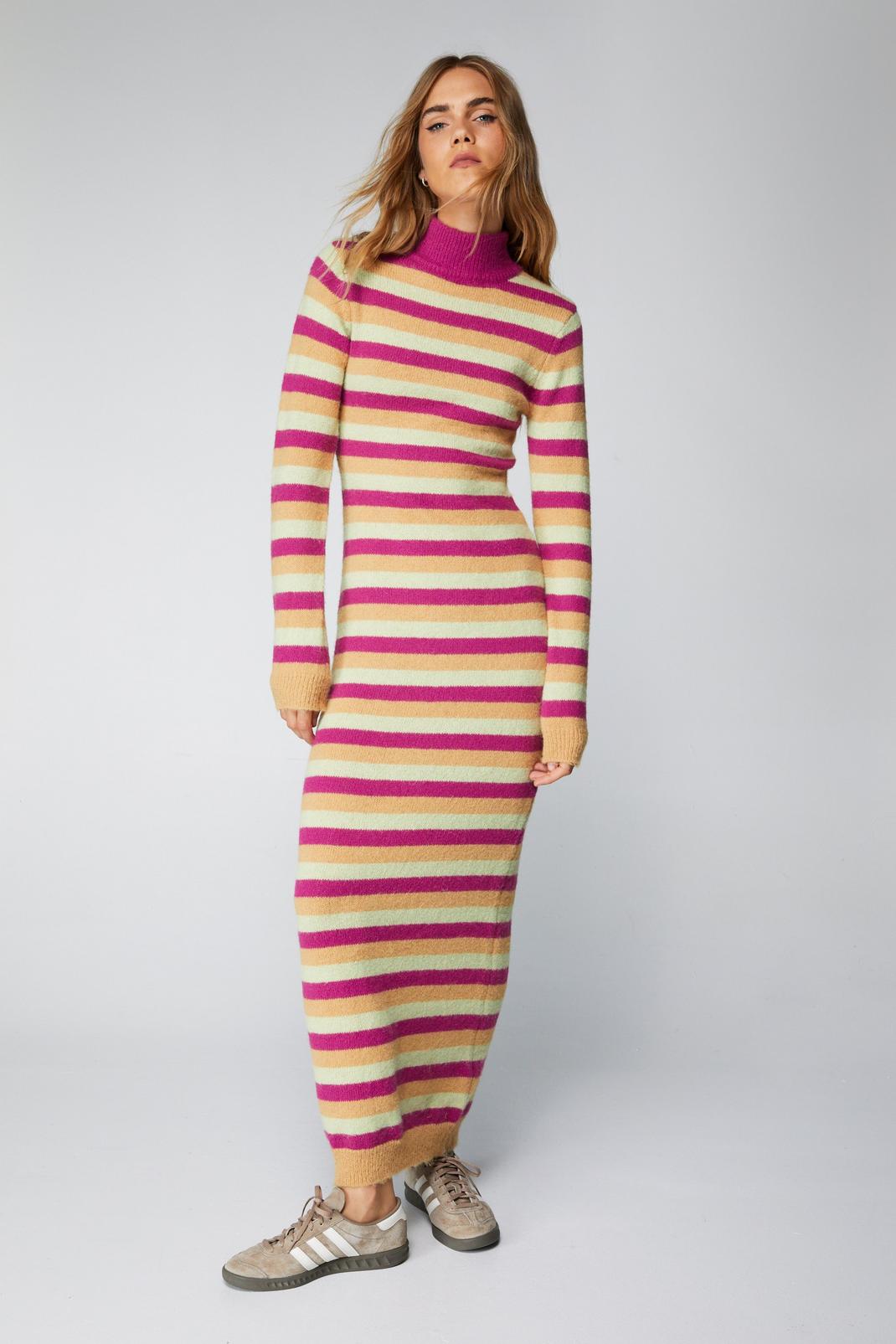 Multi Stripe Knitted Maxi Dress image number 1