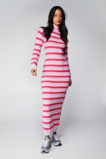 Pink Stripe Knitted Maxi Dress