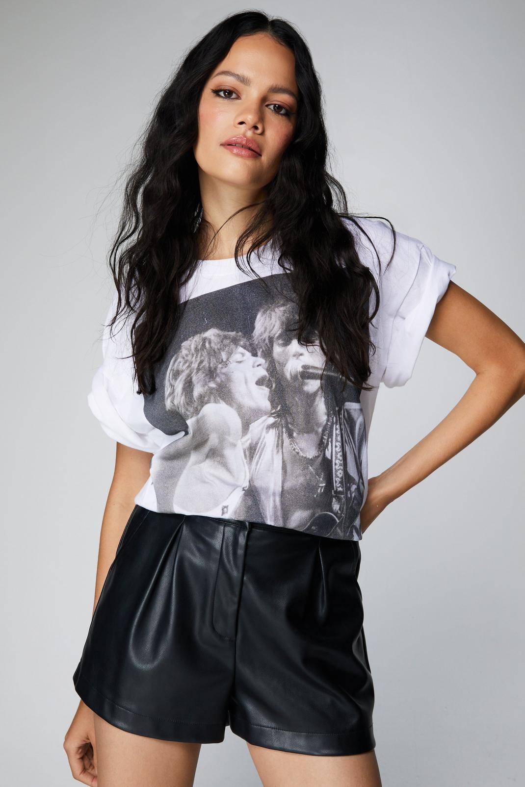 White Rolling Stones Oversized Graphic T-Shirt image number 1