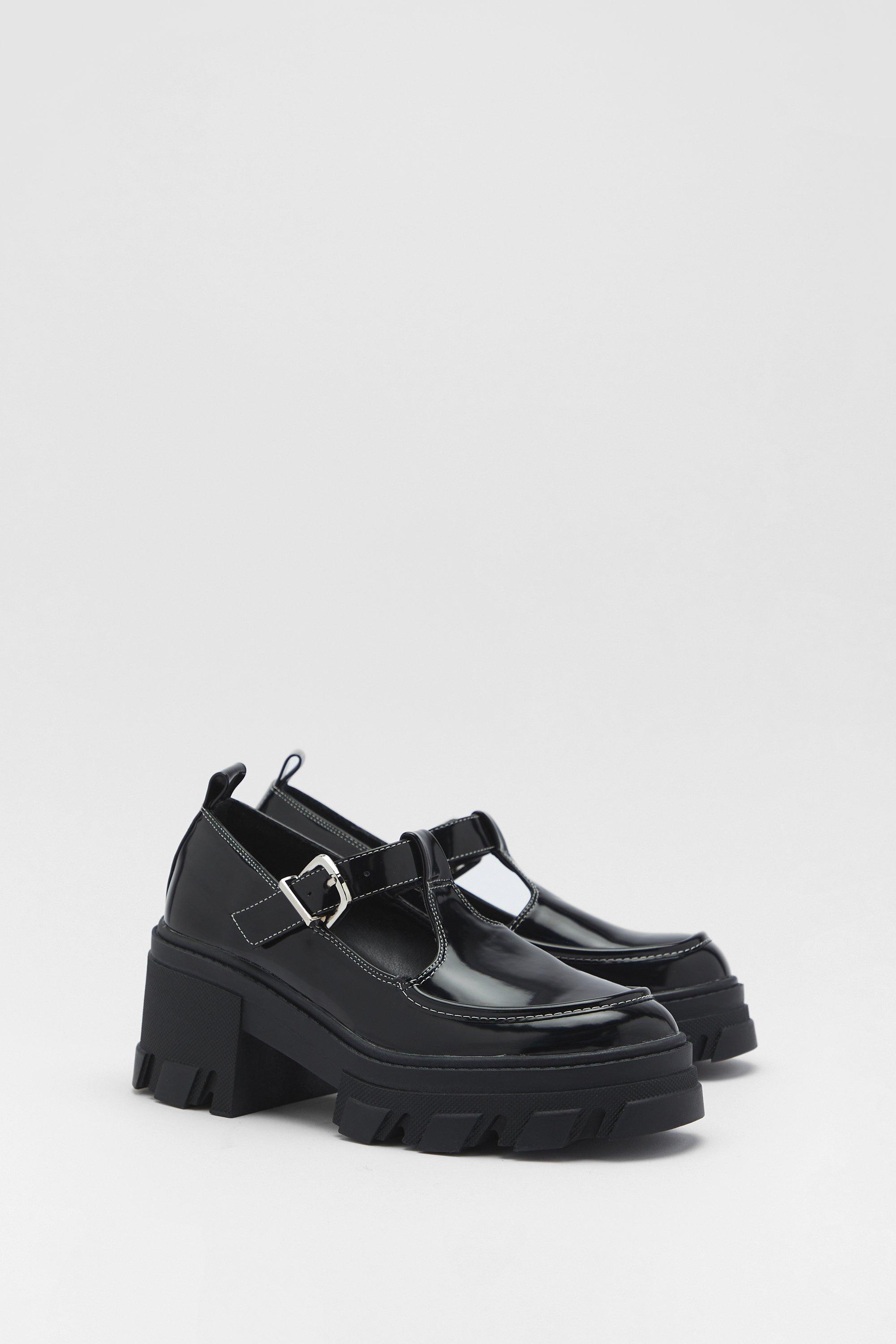 Faux Leather Buckle Chunky Mary Janes Nasty Gal