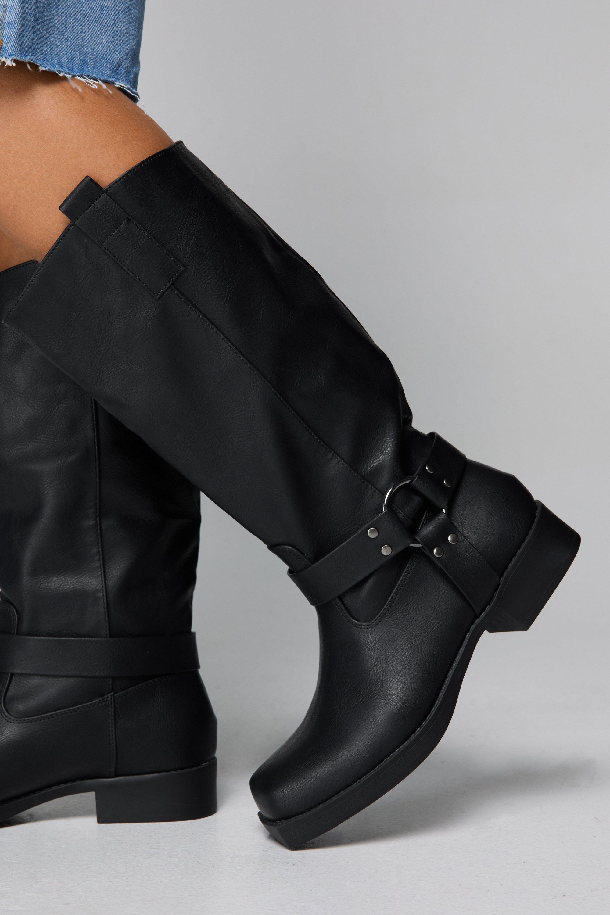 Ladies black knee 2024 high boots uk