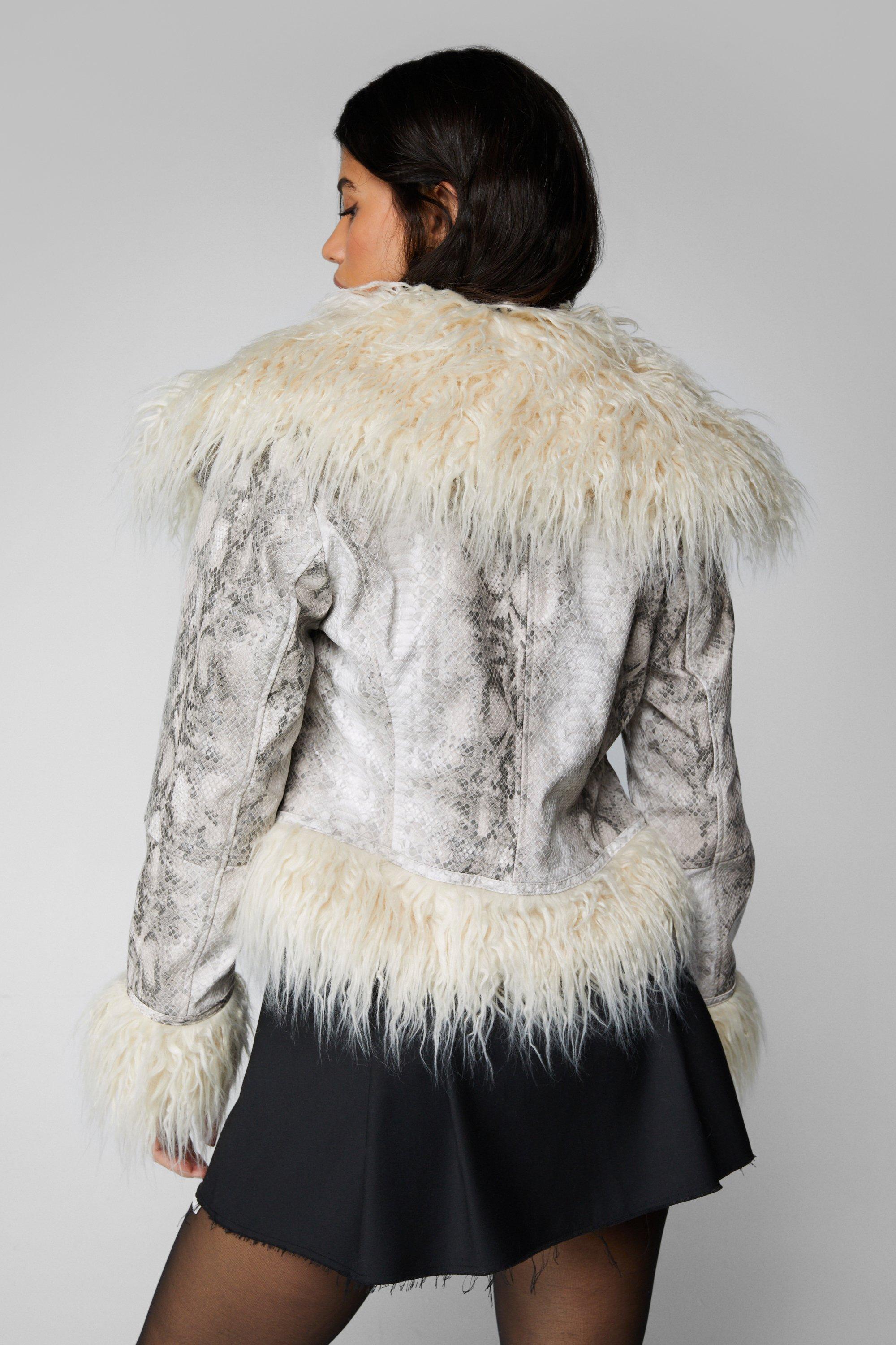 Urbancode aviator coat outlet with faux fur trim