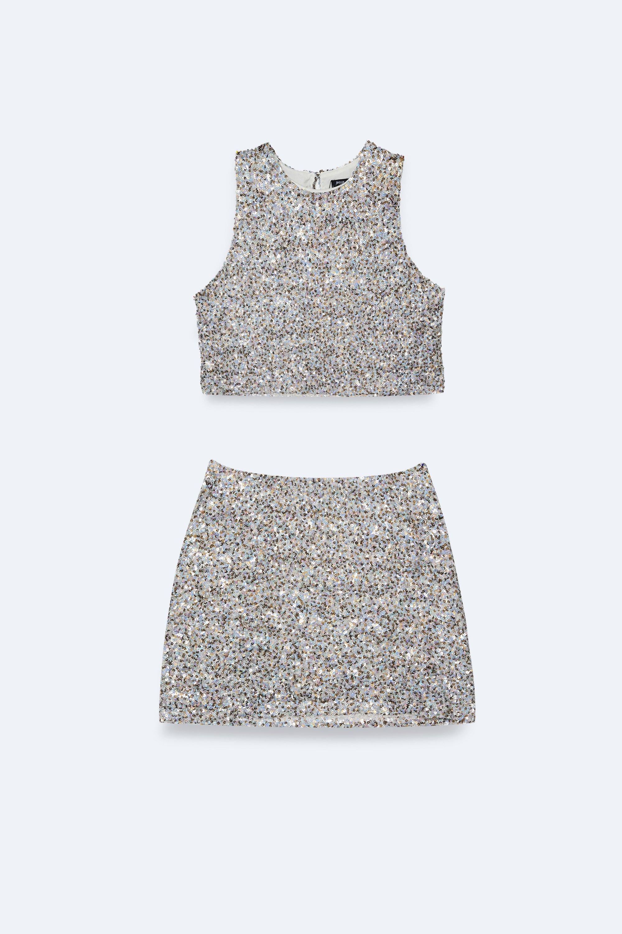 Plus Size Metallic Textured Mixed Sequin Sleeveless Top