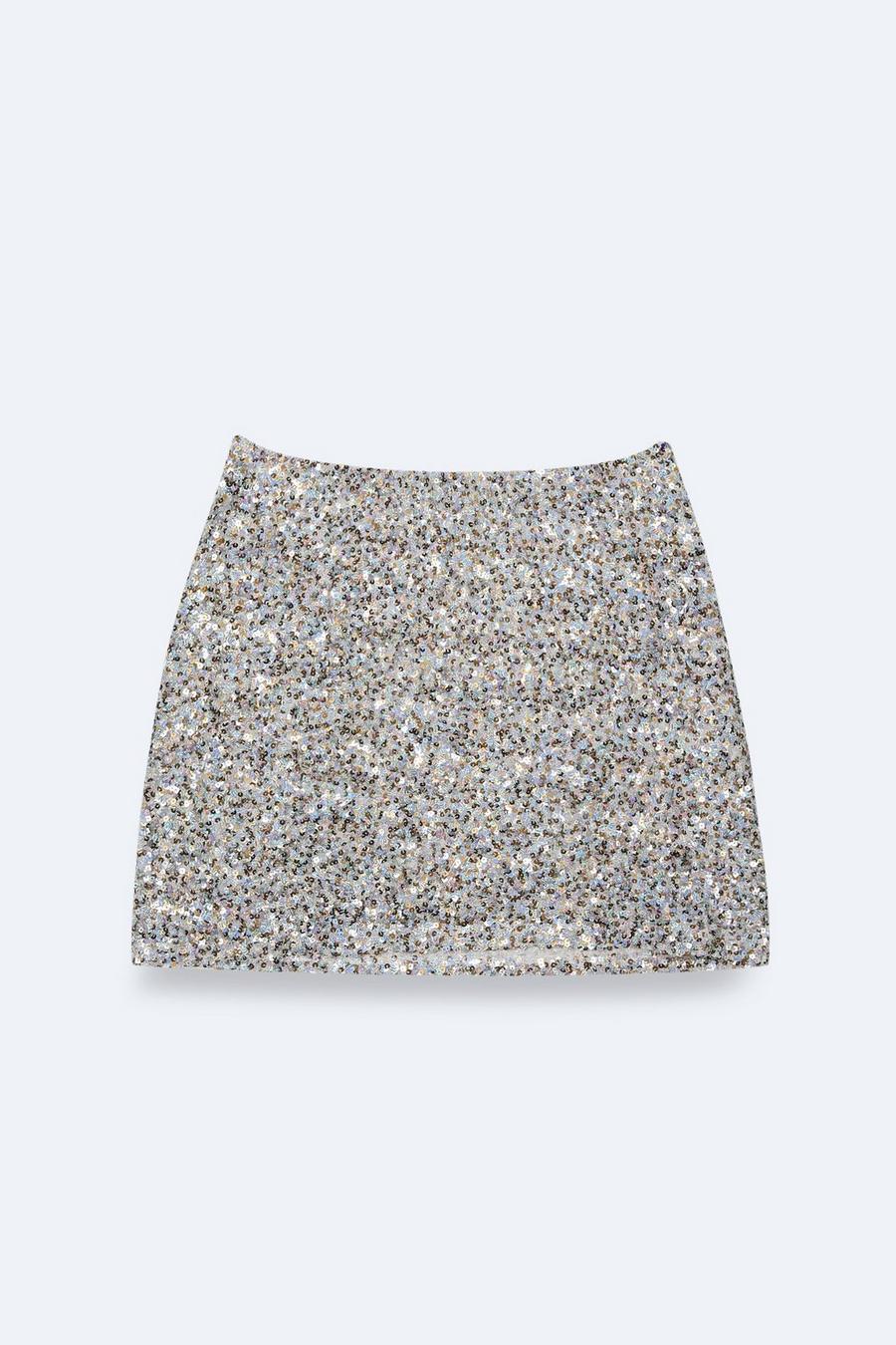 Plus Size Metallic Textured Mixed Sequin Mini Skirt