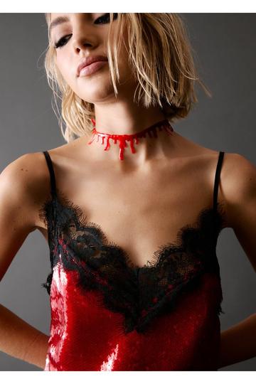 Blood Drip Choker red