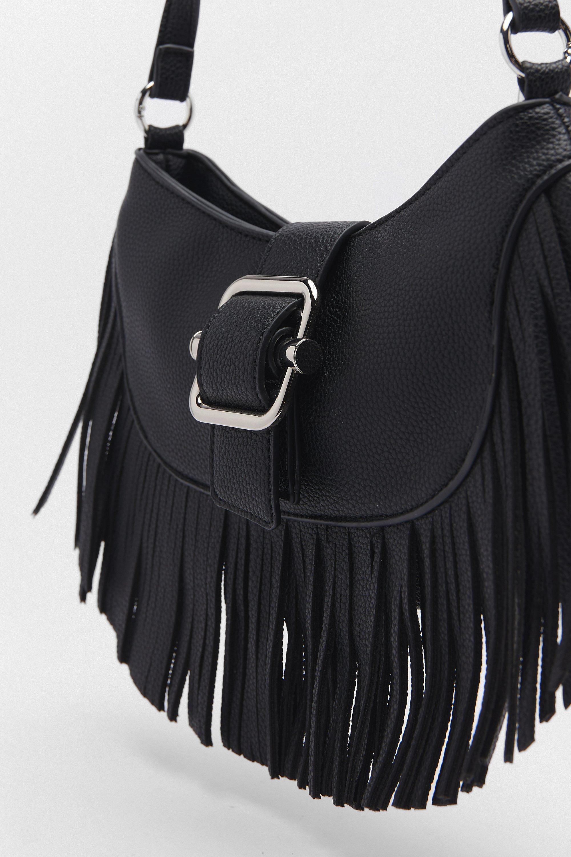 Faux Leather Fringe Shoulder Bag