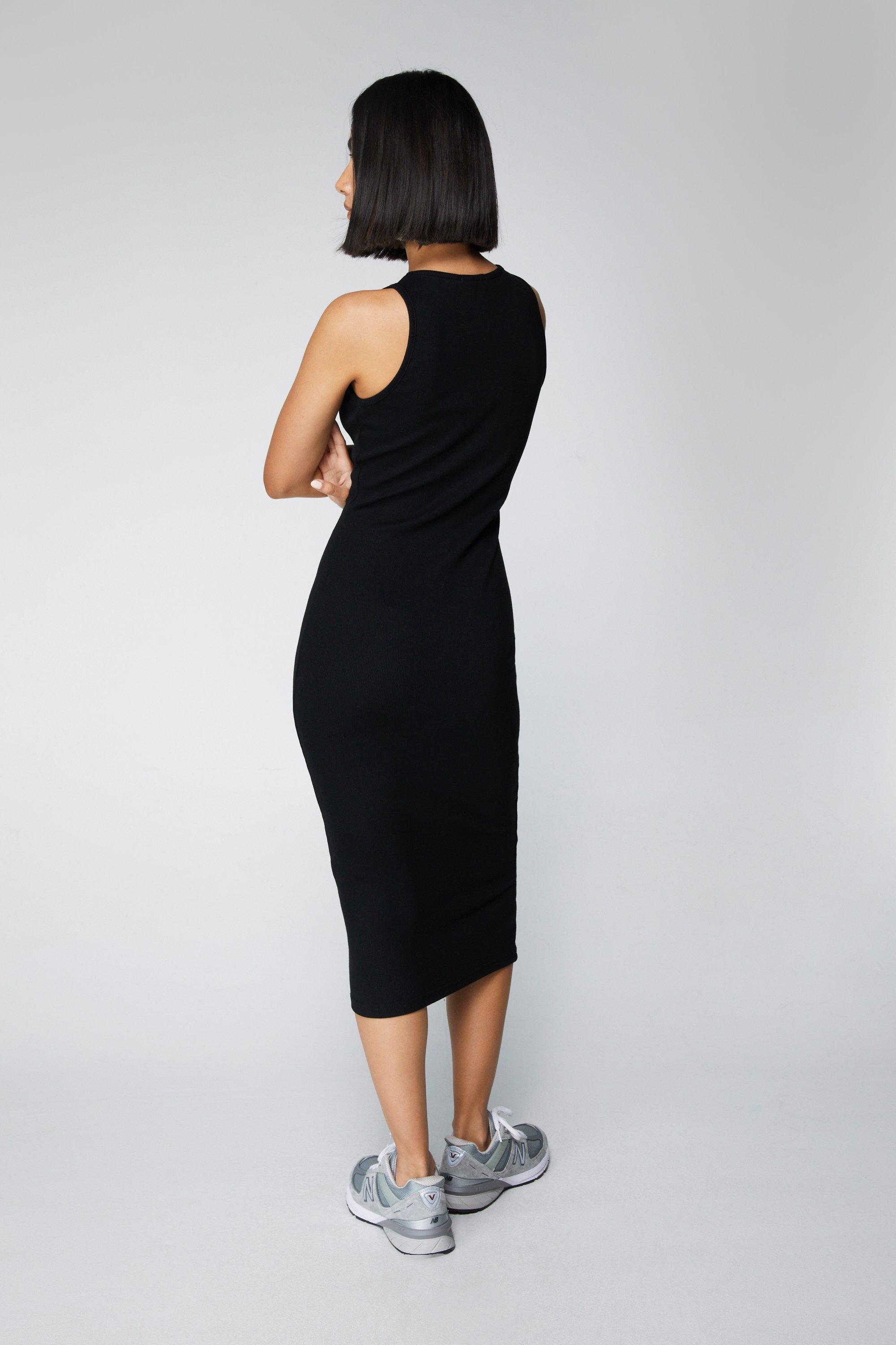 Ribbed Racer Midi Dress