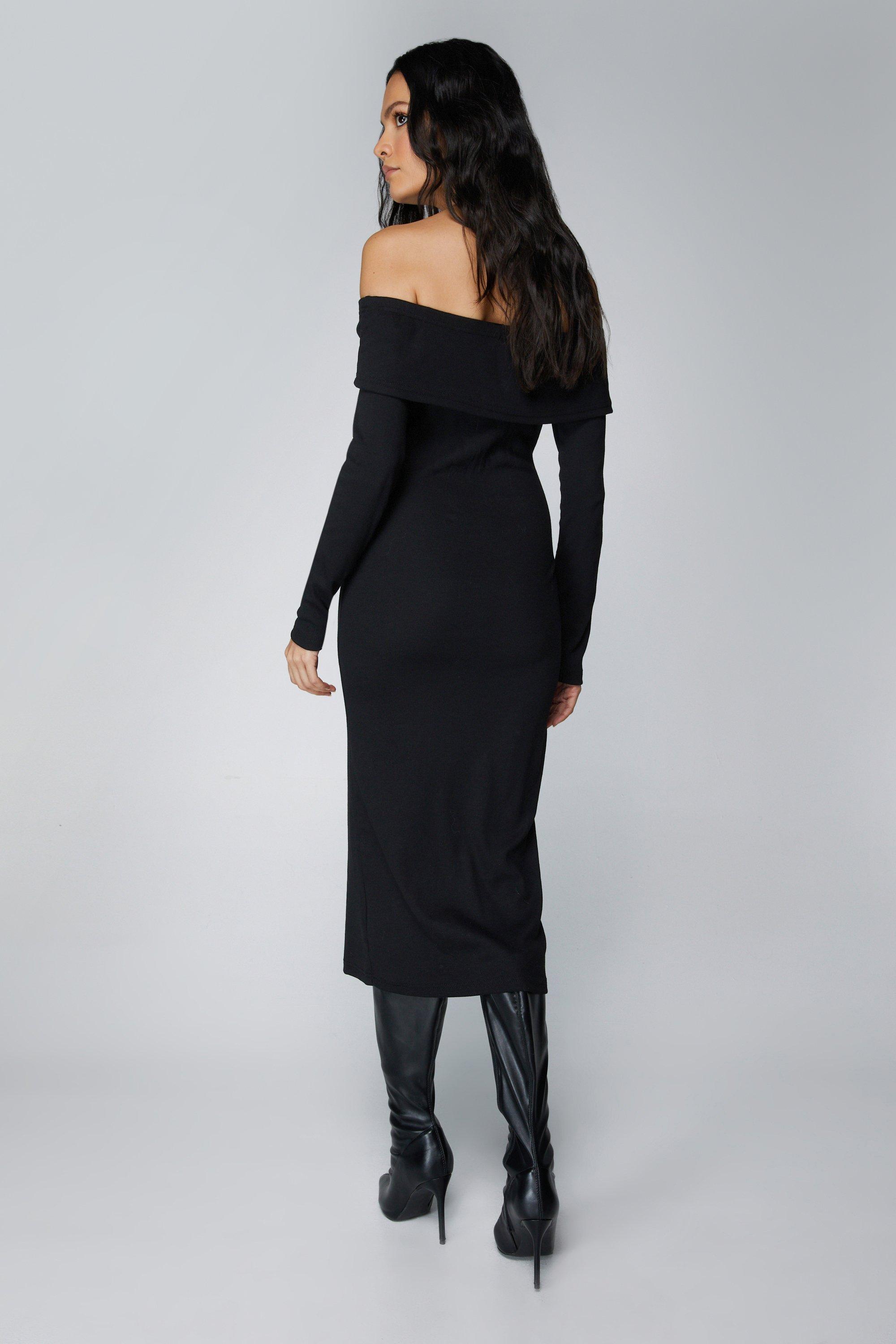 Bardot long sleeve midi hot sale dress