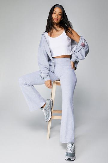 Grey Jersey Pull On High Waist Flare Pants