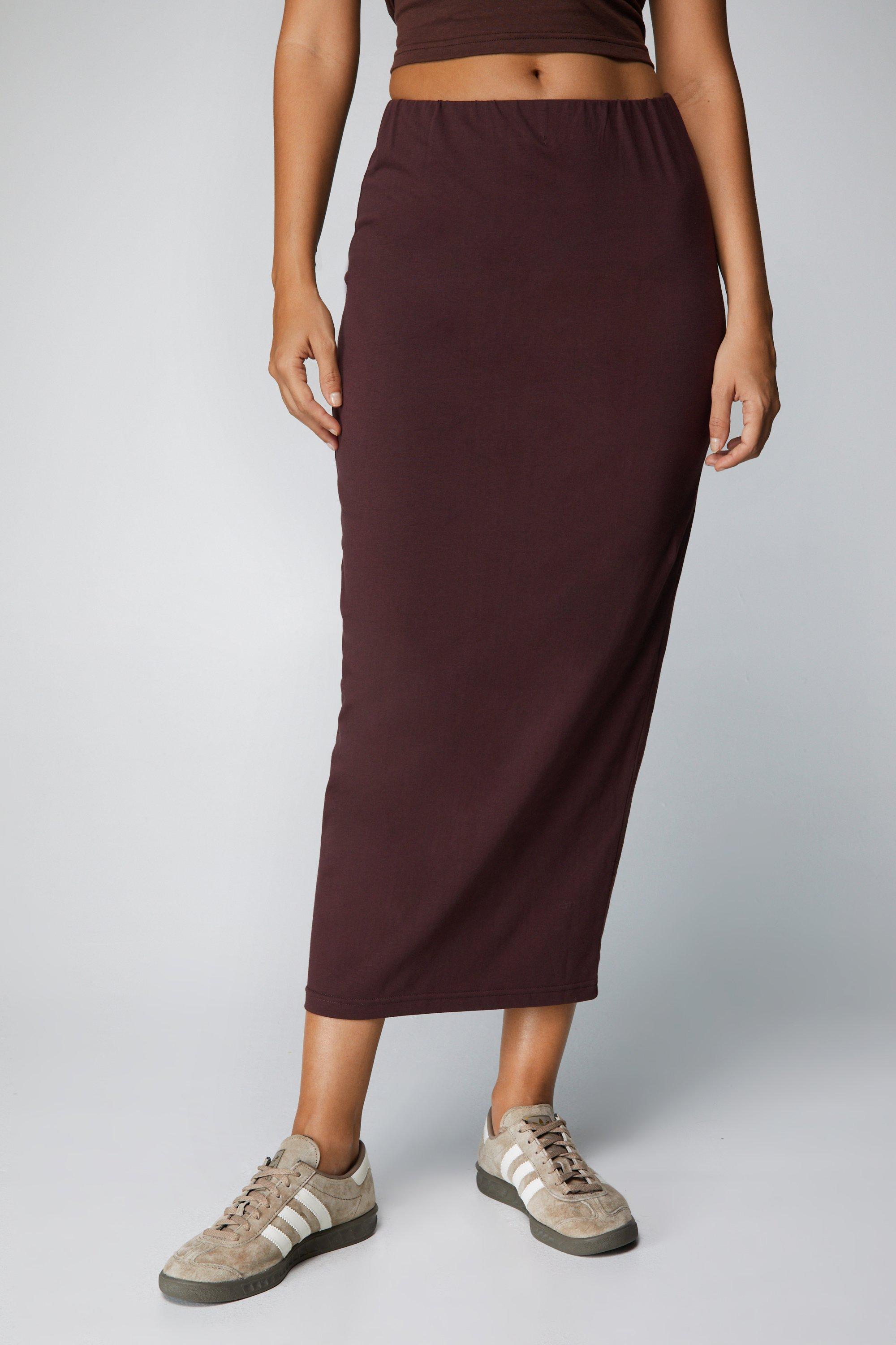 Brown jersey 2024 pencil skirt