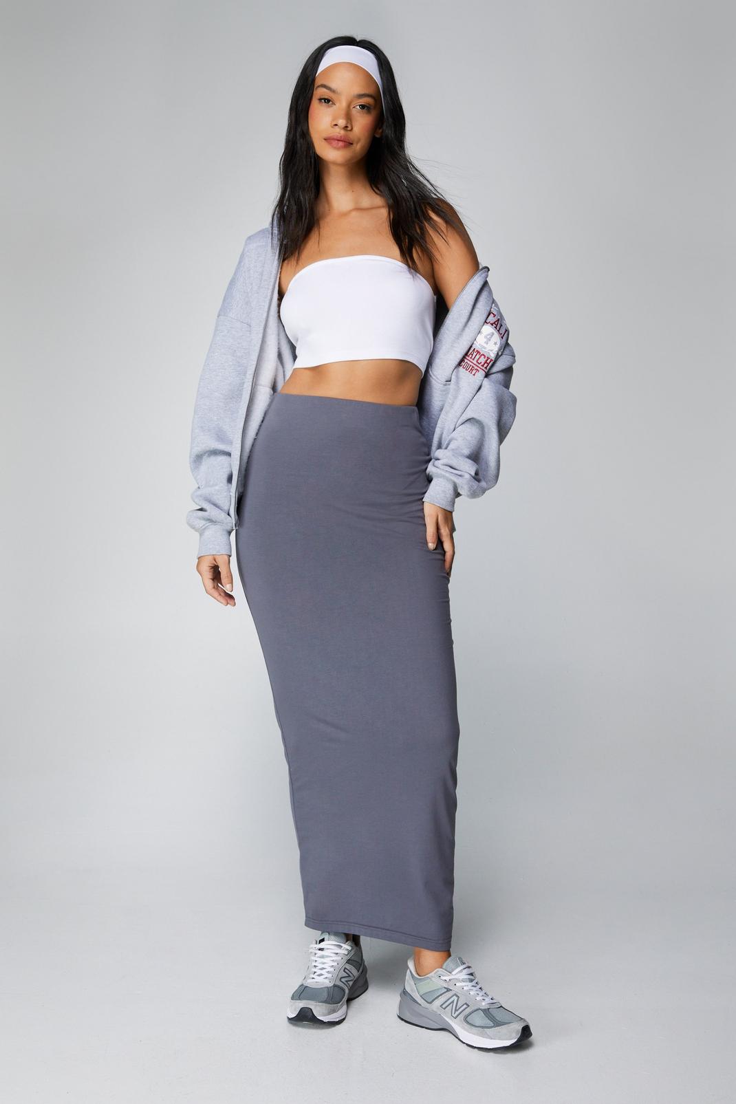 Charcoal Basic Jersey Maxi Skirt image number 1