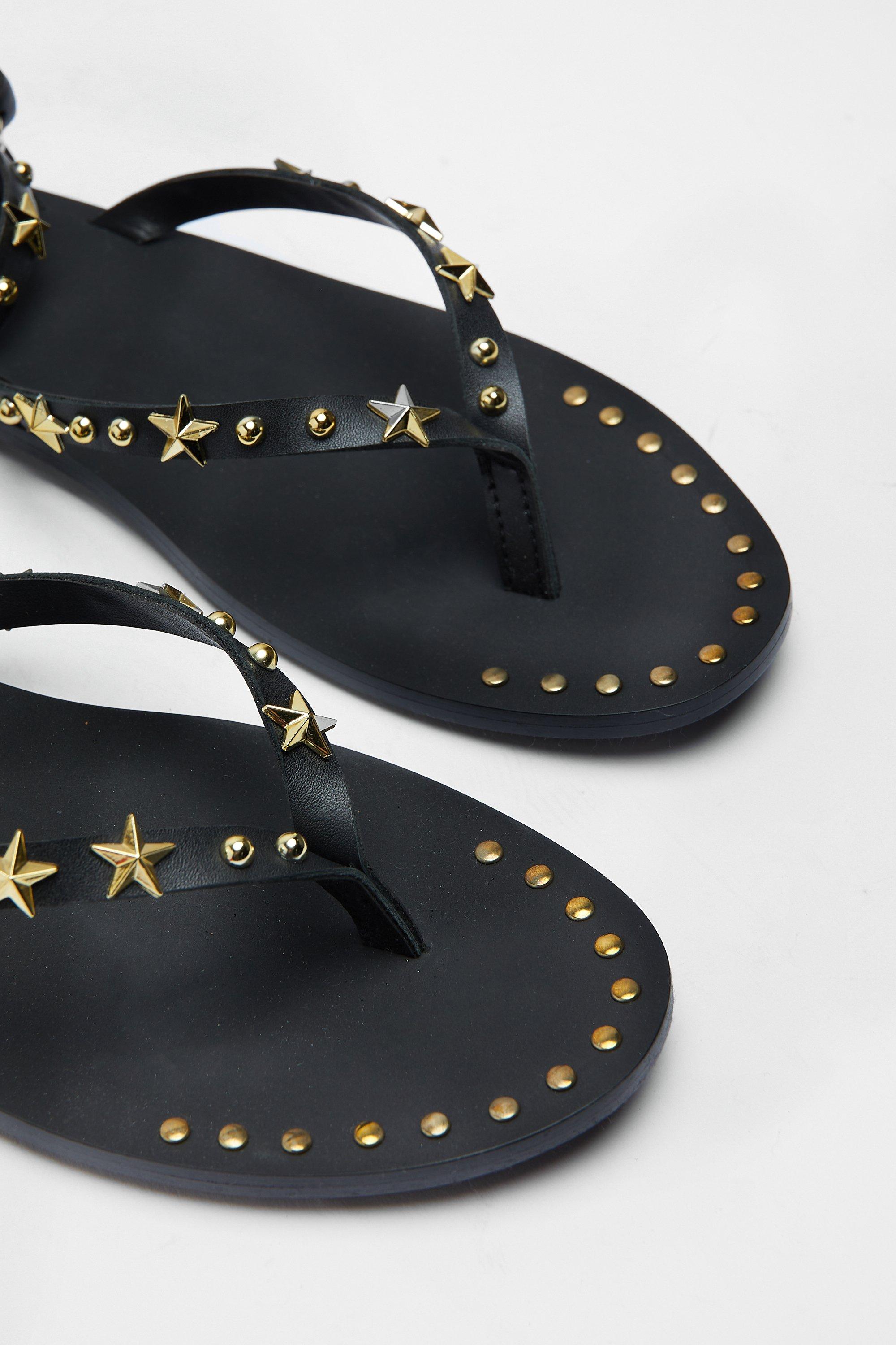 Leather Studded Strappy Sandals Nasty Gal