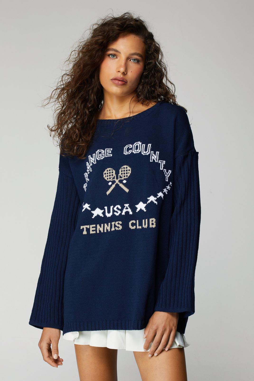 Navy Orange County Knitted Sweater image number 1