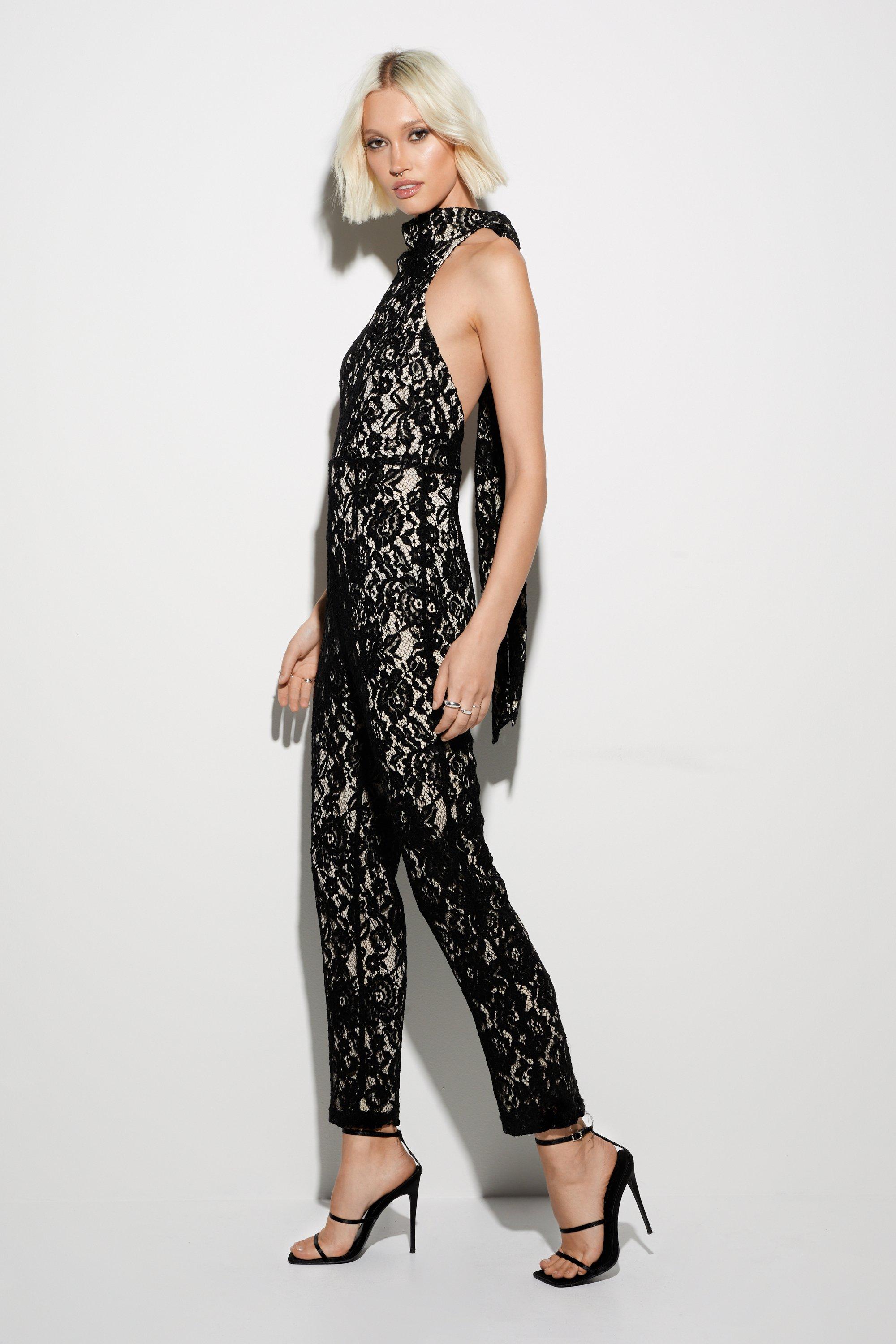 Lace Halter Occasion Jumpsuit