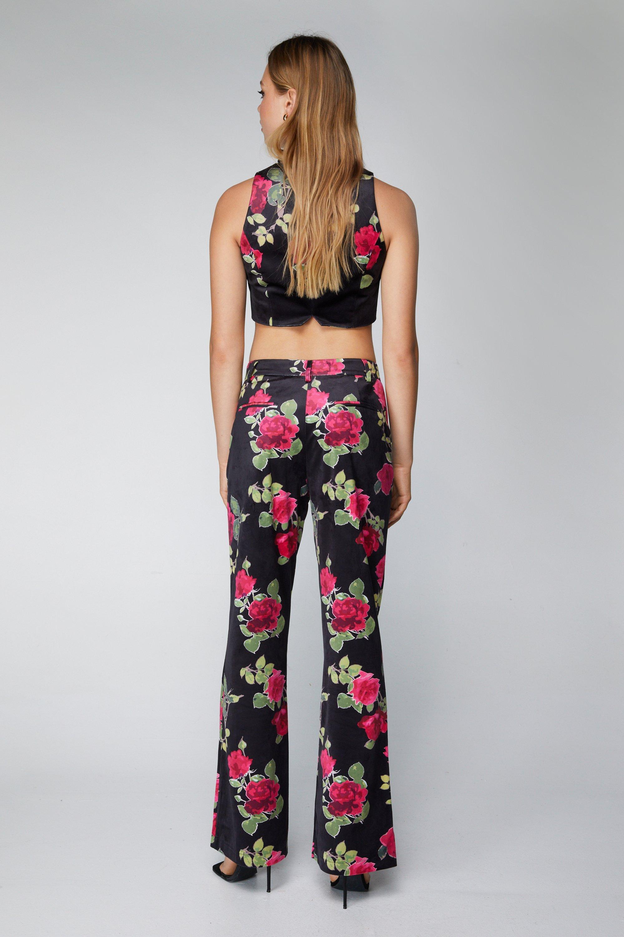 High-Waisted Velvet Flare Pants