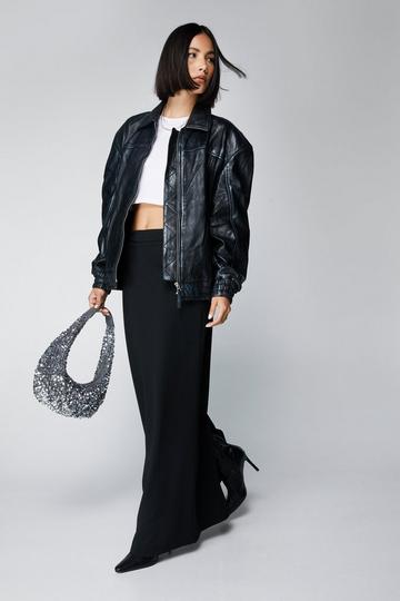 Tailored Pocket High Waist Maxi Skirt black