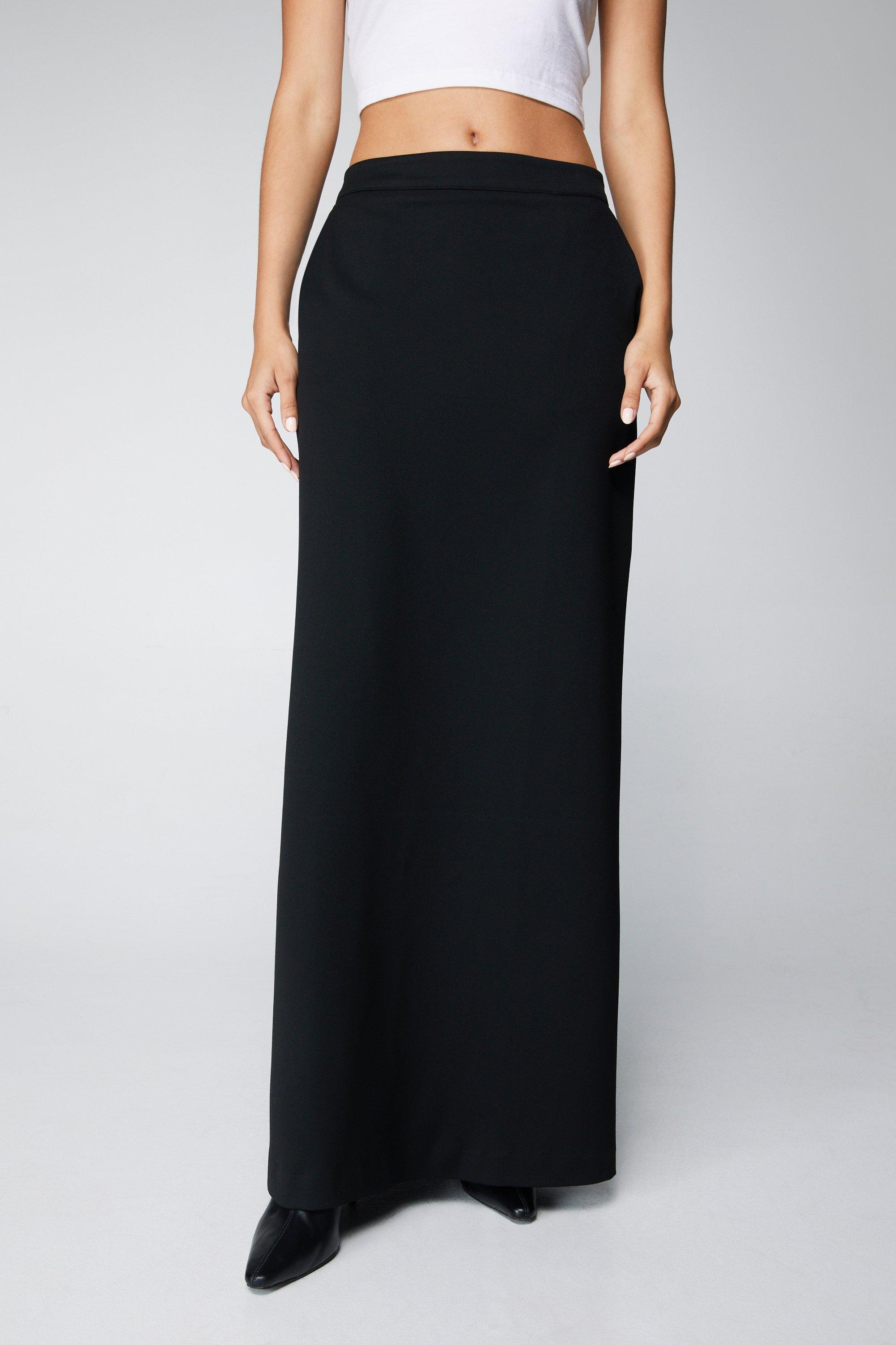 Tailored Pocket High Waist Maxi Skirt