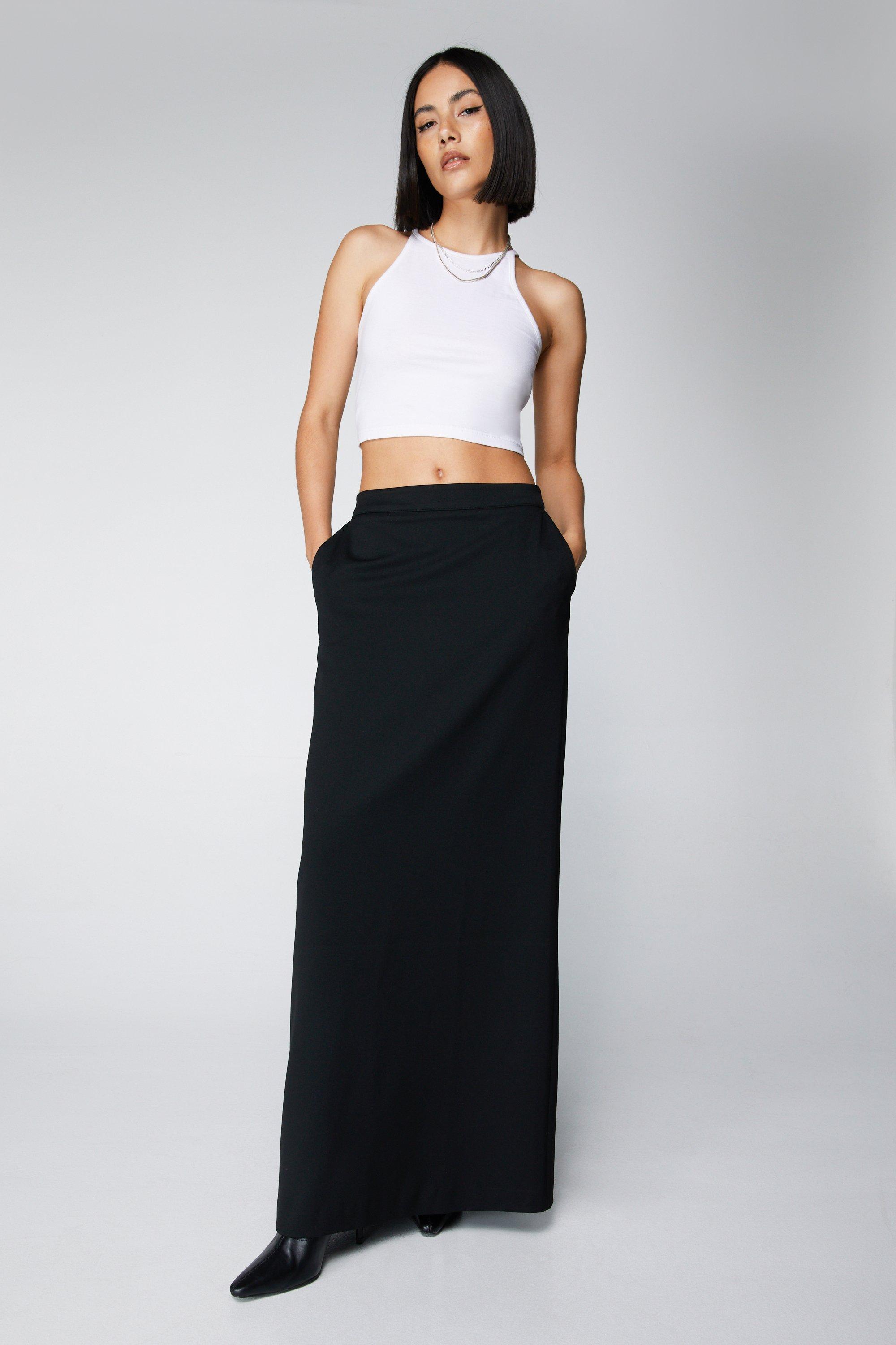 High waisted maxi skirt with cheap pockets