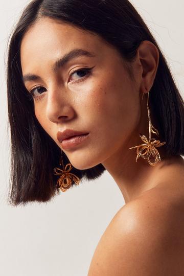 Gold Metallic Upside Down Flower Earrings