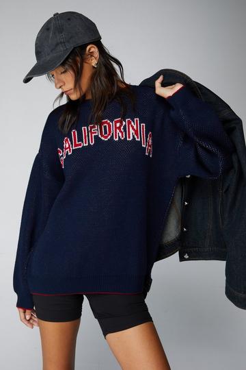 California Oversized Knitted Sweater navy